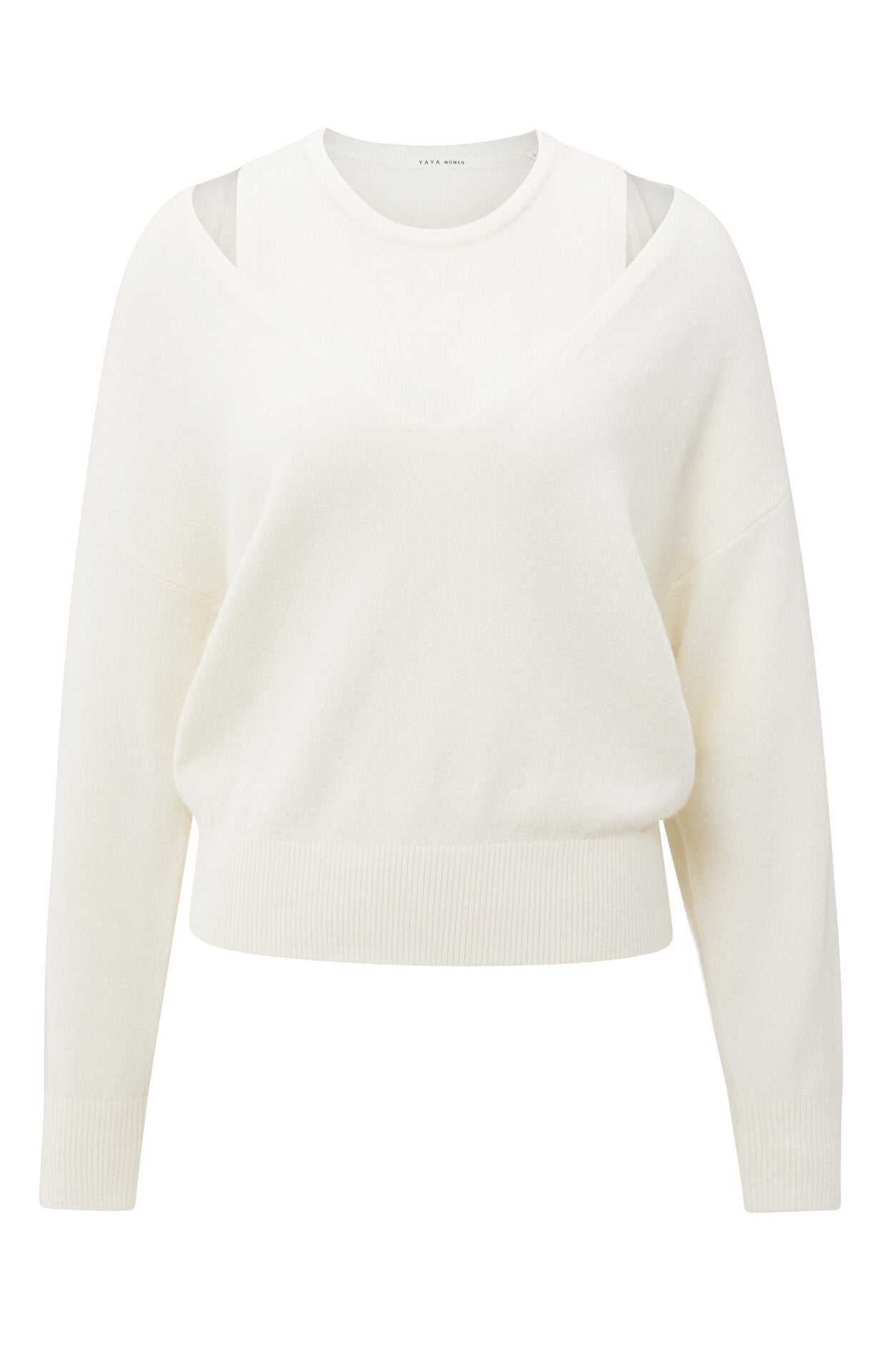 Strickpullover mit V-Ausschnitt und dazu passendem Oberteil