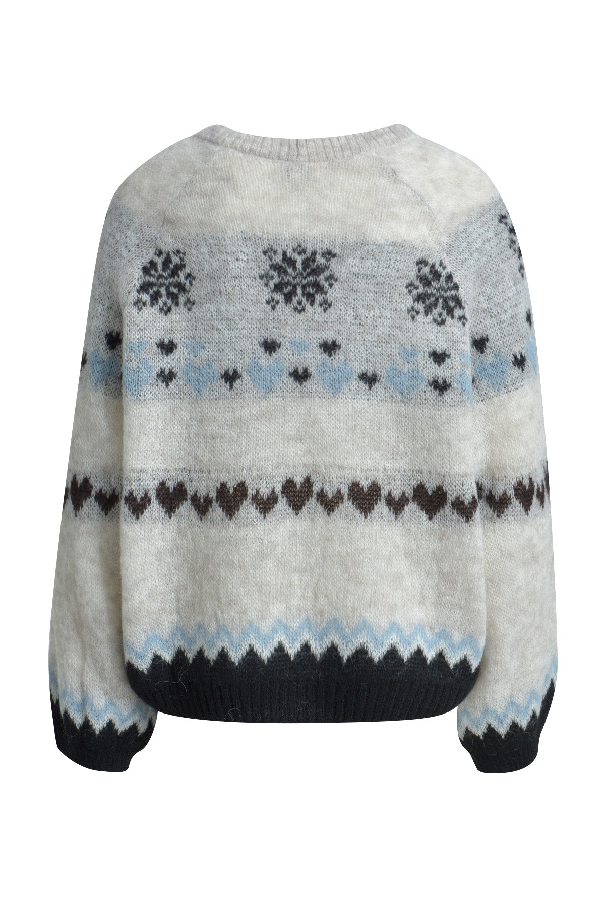 Offene Strickjacke mit Intarsien