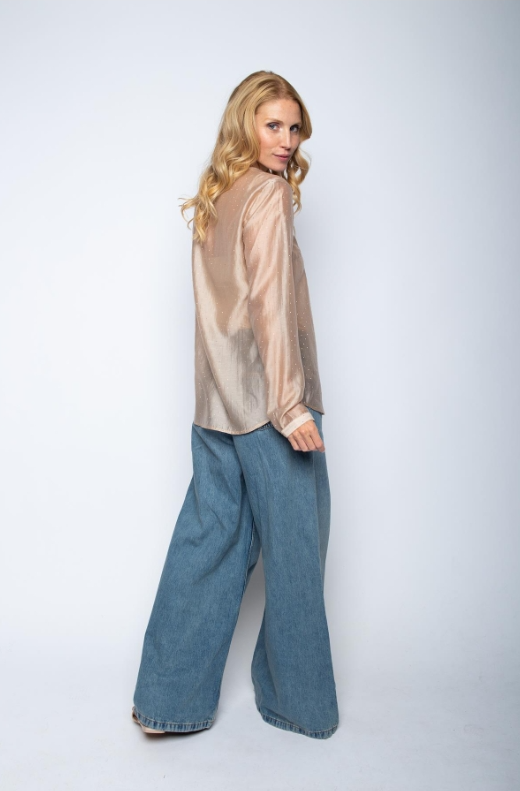 Elegante Shirtbluse mit Glitzer-Highlight und femininem Schnitt