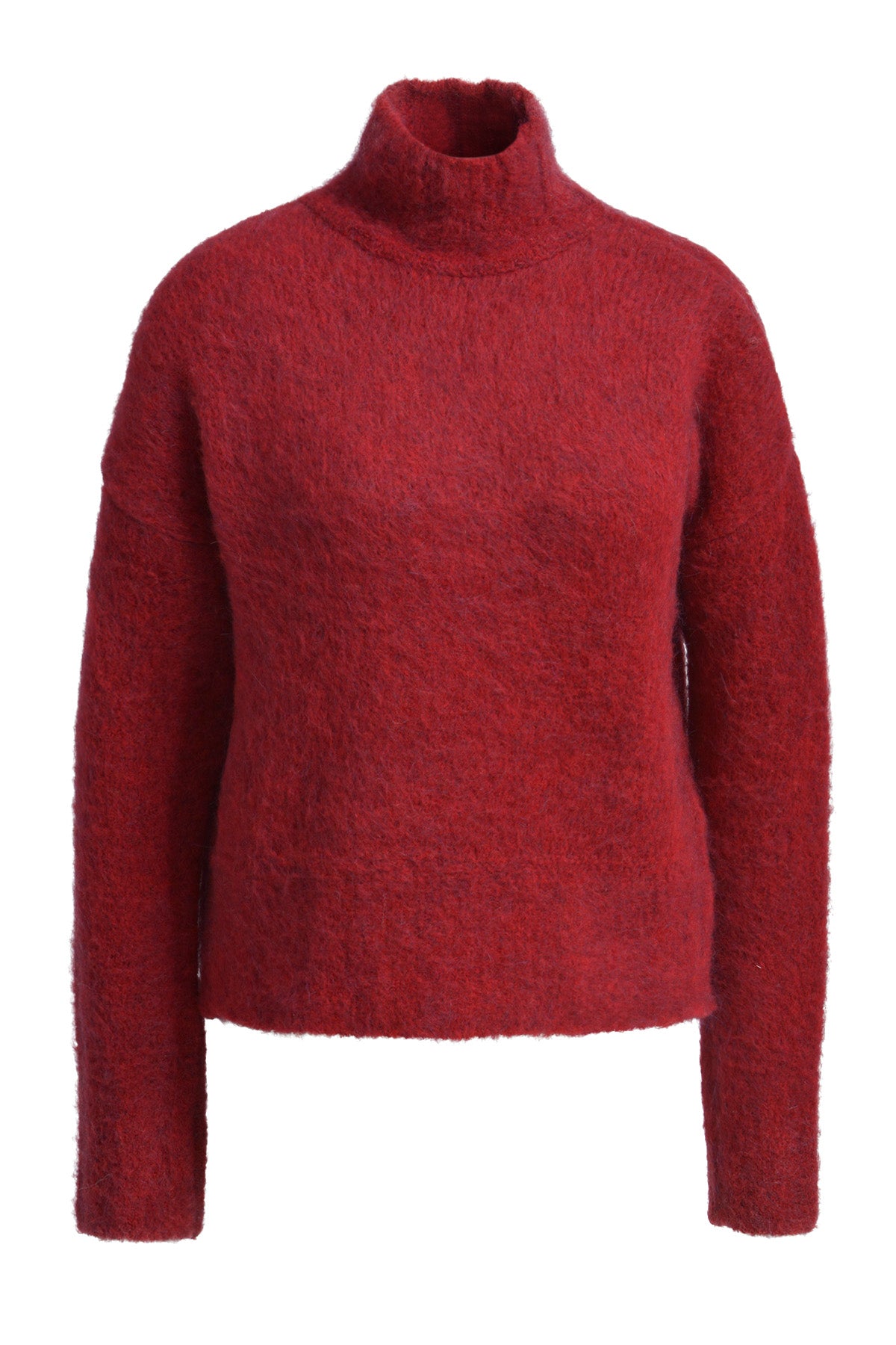 Pullover mit Stehkragen in kräftigem Rot