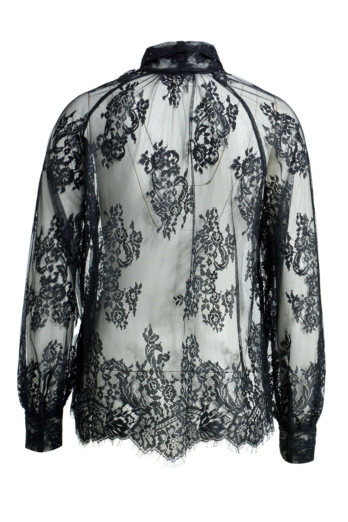 Elegante Spitzenbluse mit langen Ärmeln und Schluppe