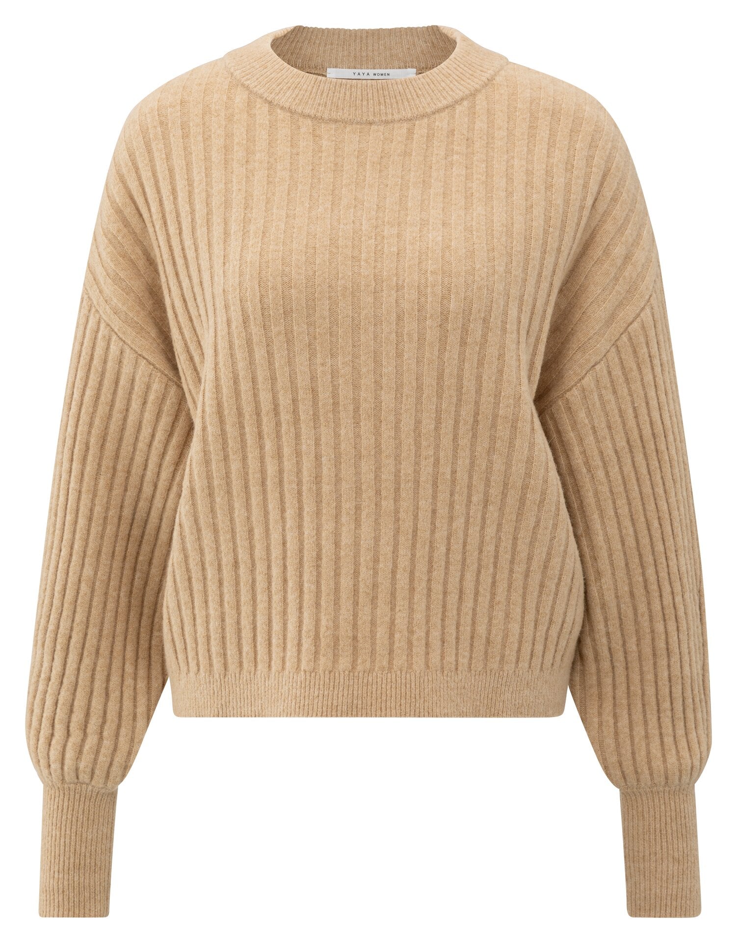 Gerippter Pullover mit Rundhalsausschnitt und langen Ärmeln