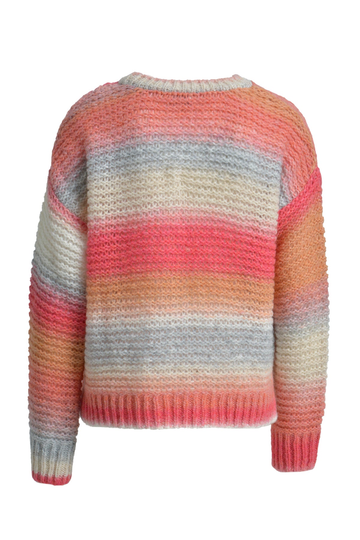 Mehrfarbiger Strickpullover mit überschnittenen Schultern