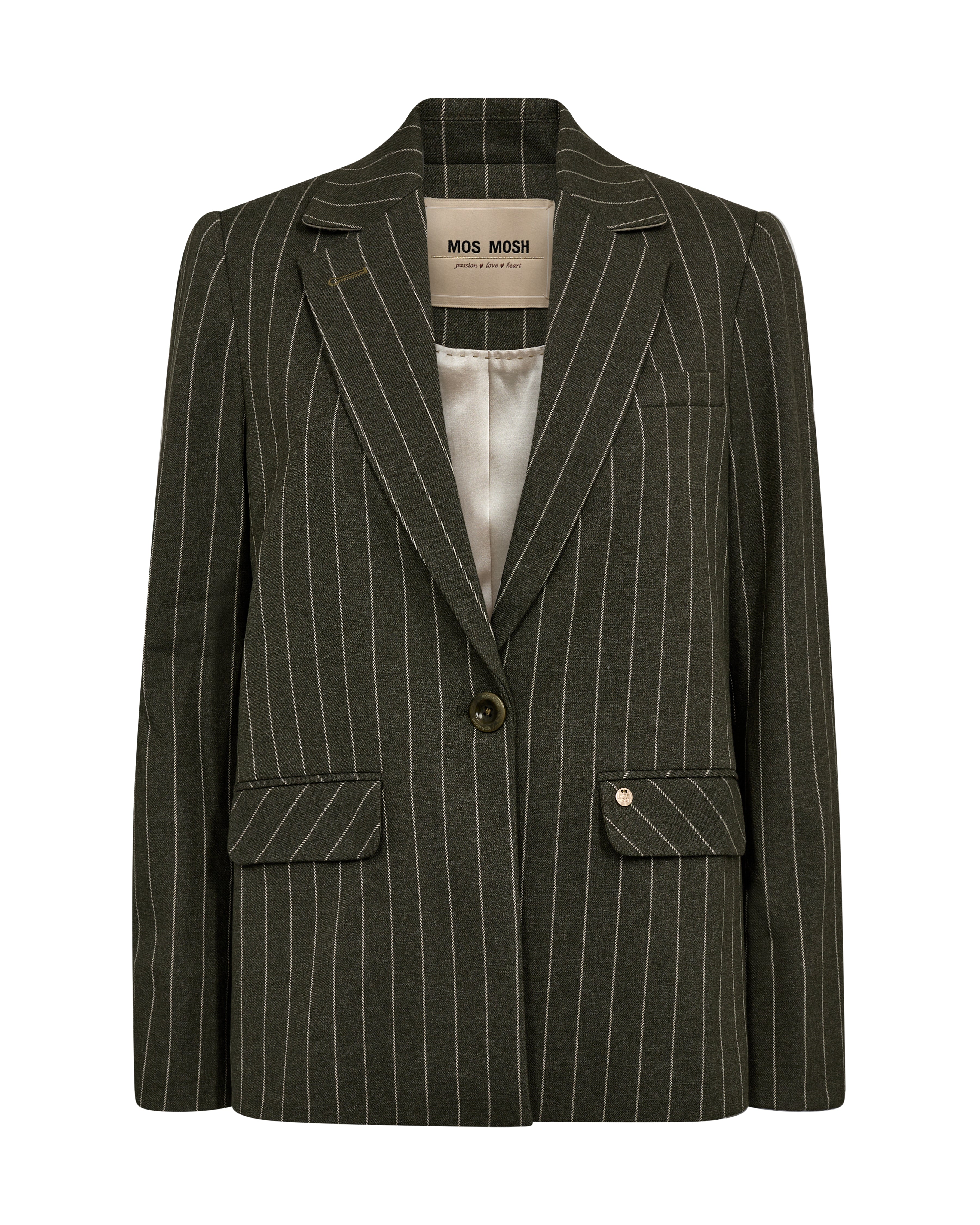 Maßgeschneiderter Blazer in Olive mit weißen Streifen