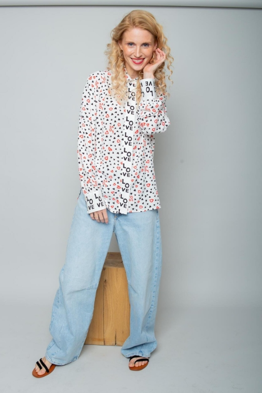 Legere Hemdbluse mit LOVE-Print