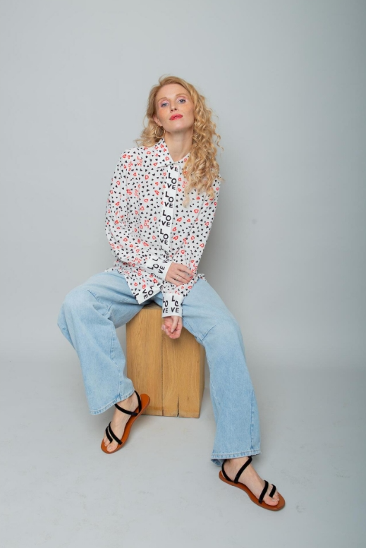 Legere Hemdbluse mit LOVE-Print
