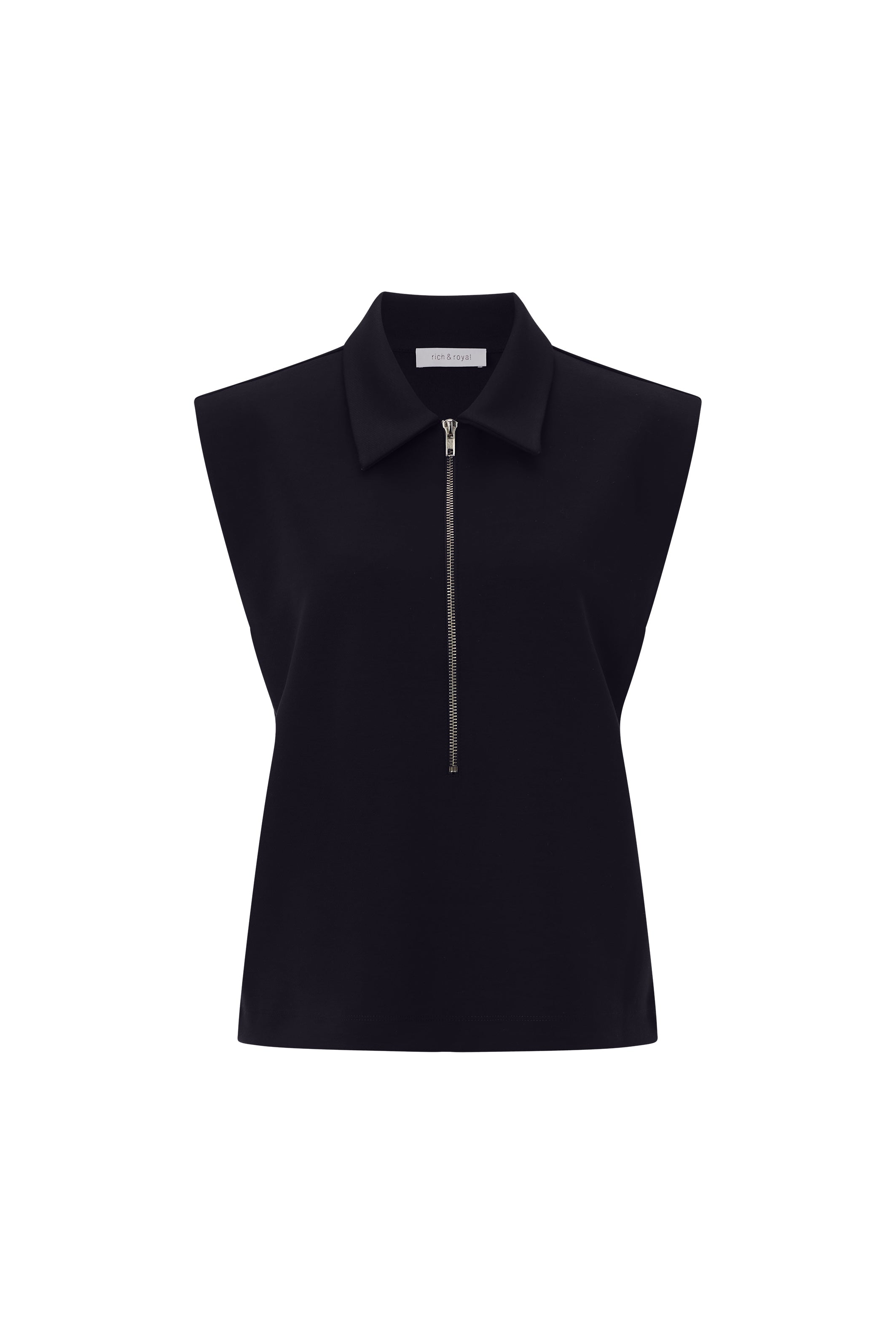 Dunkelblaue Jersey-Weste mit Halbrreisverschluss