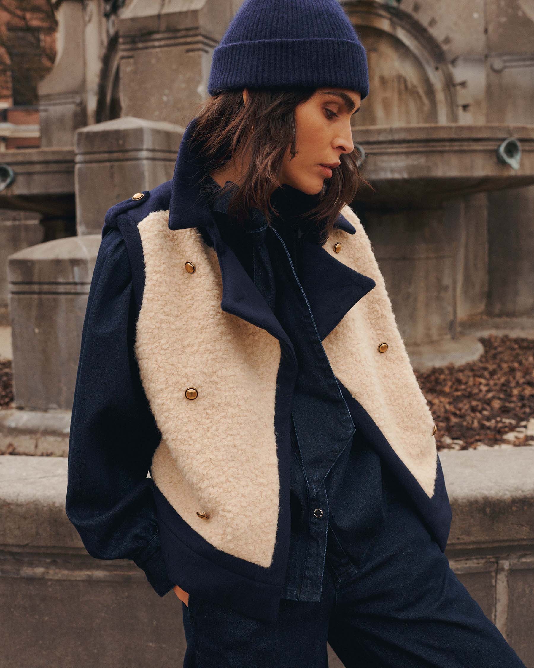 Bouclé-Woll-Mix-Strickweste