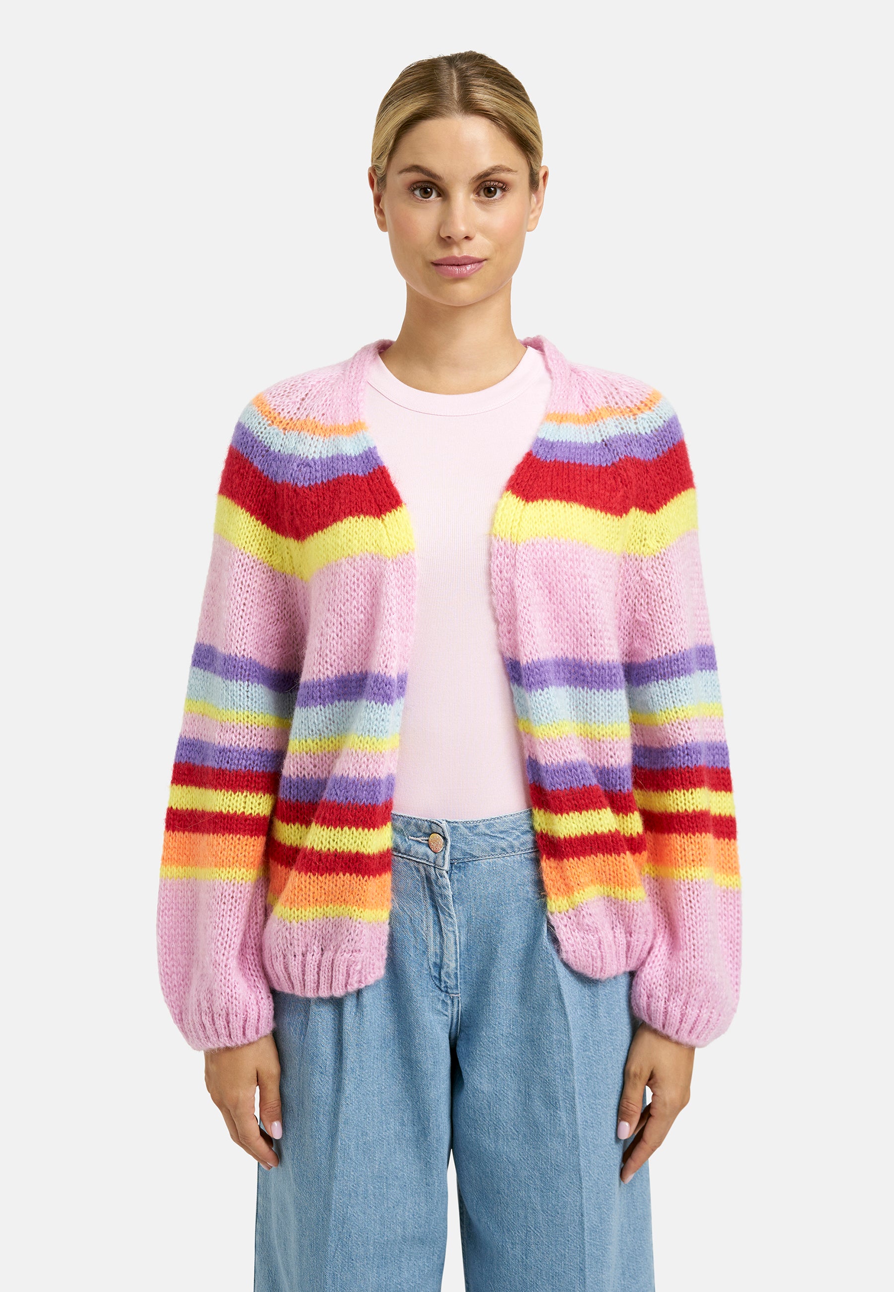 Farbenfroher Kuschel-Cardigan im Oversize-Stil