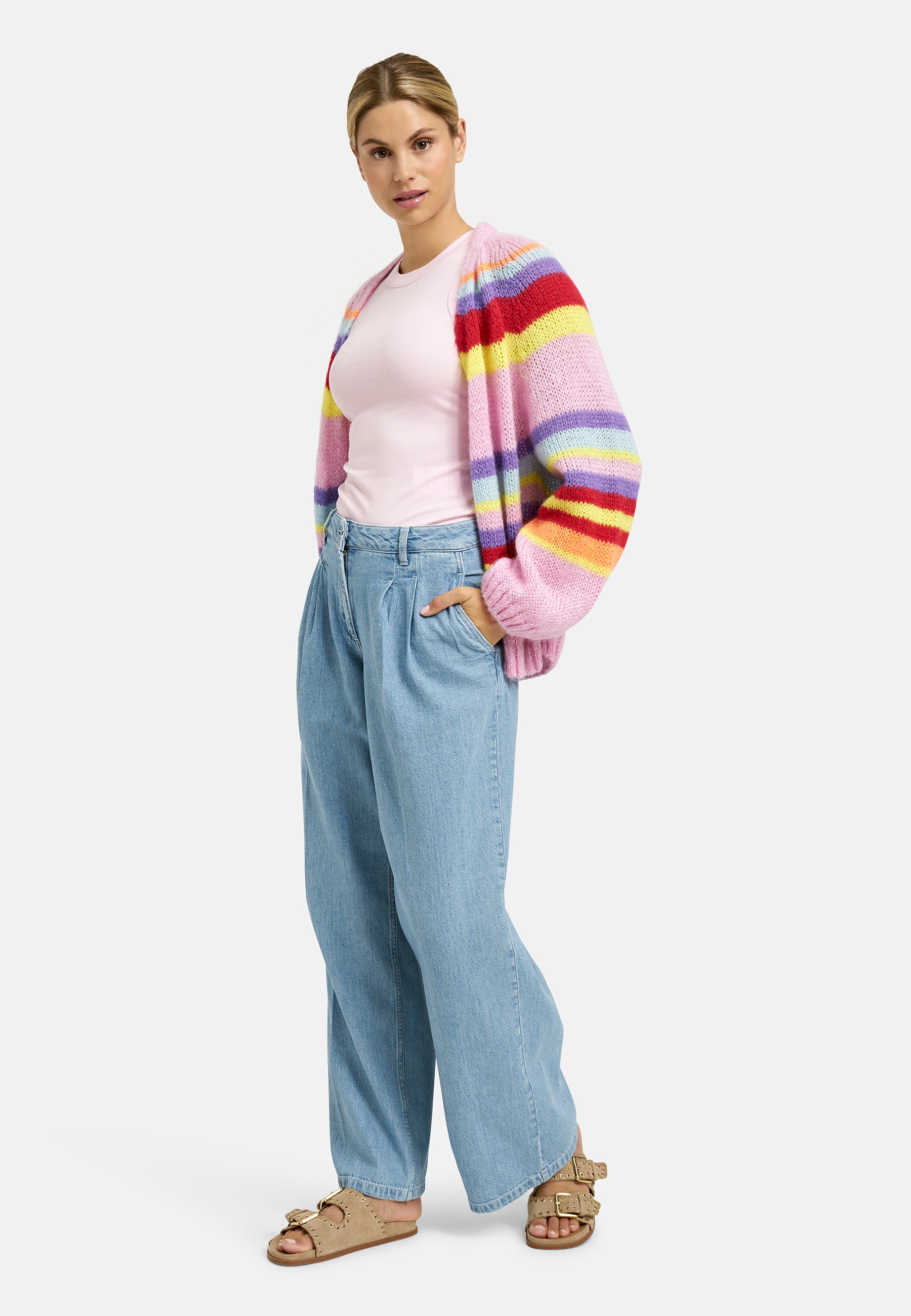 Farbenfroher Kuschel-Cardigan im Oversize-Stil