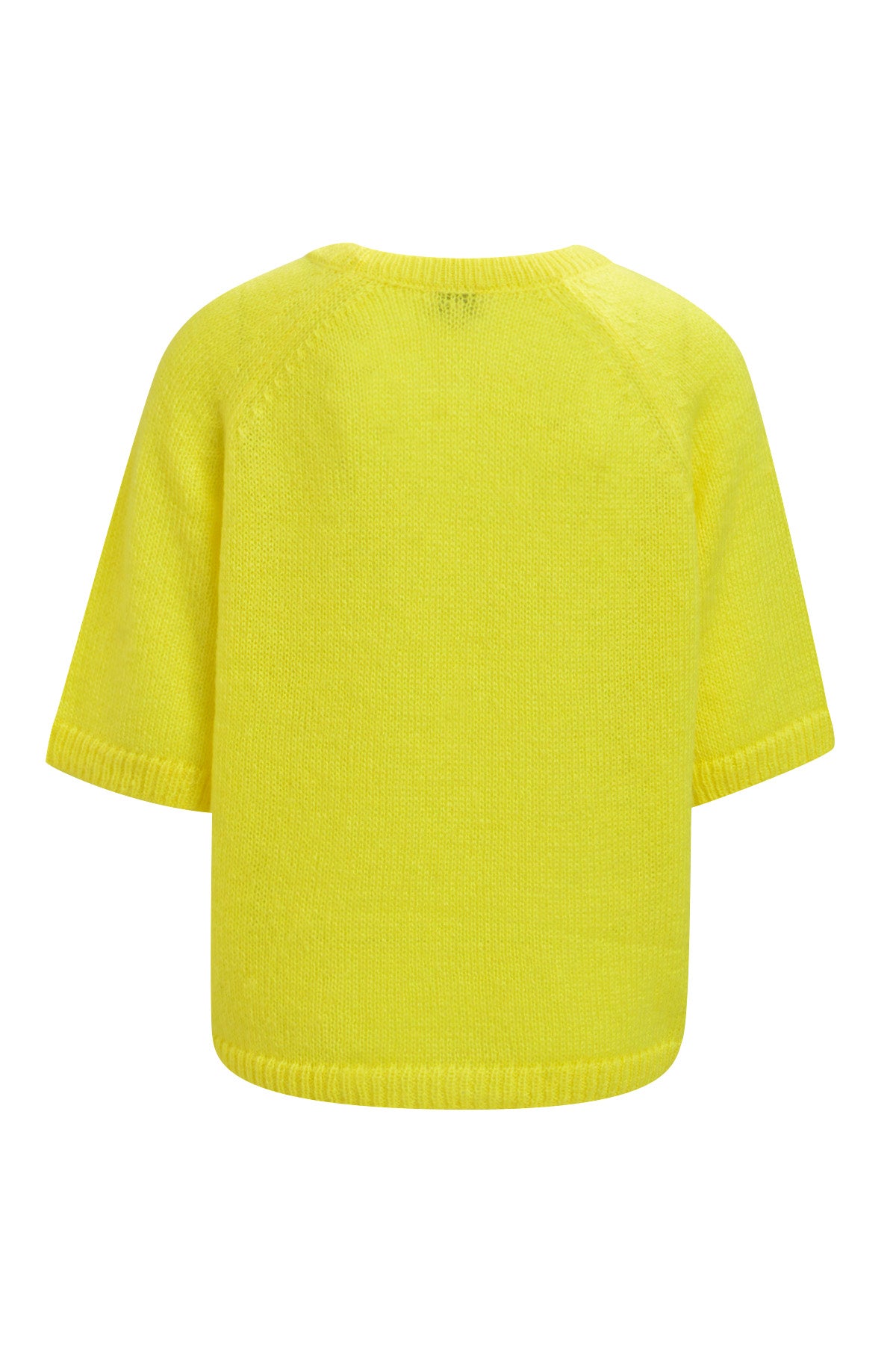 Locker geschnittener Kurzarm-Strickpullover in Neon-Gelb