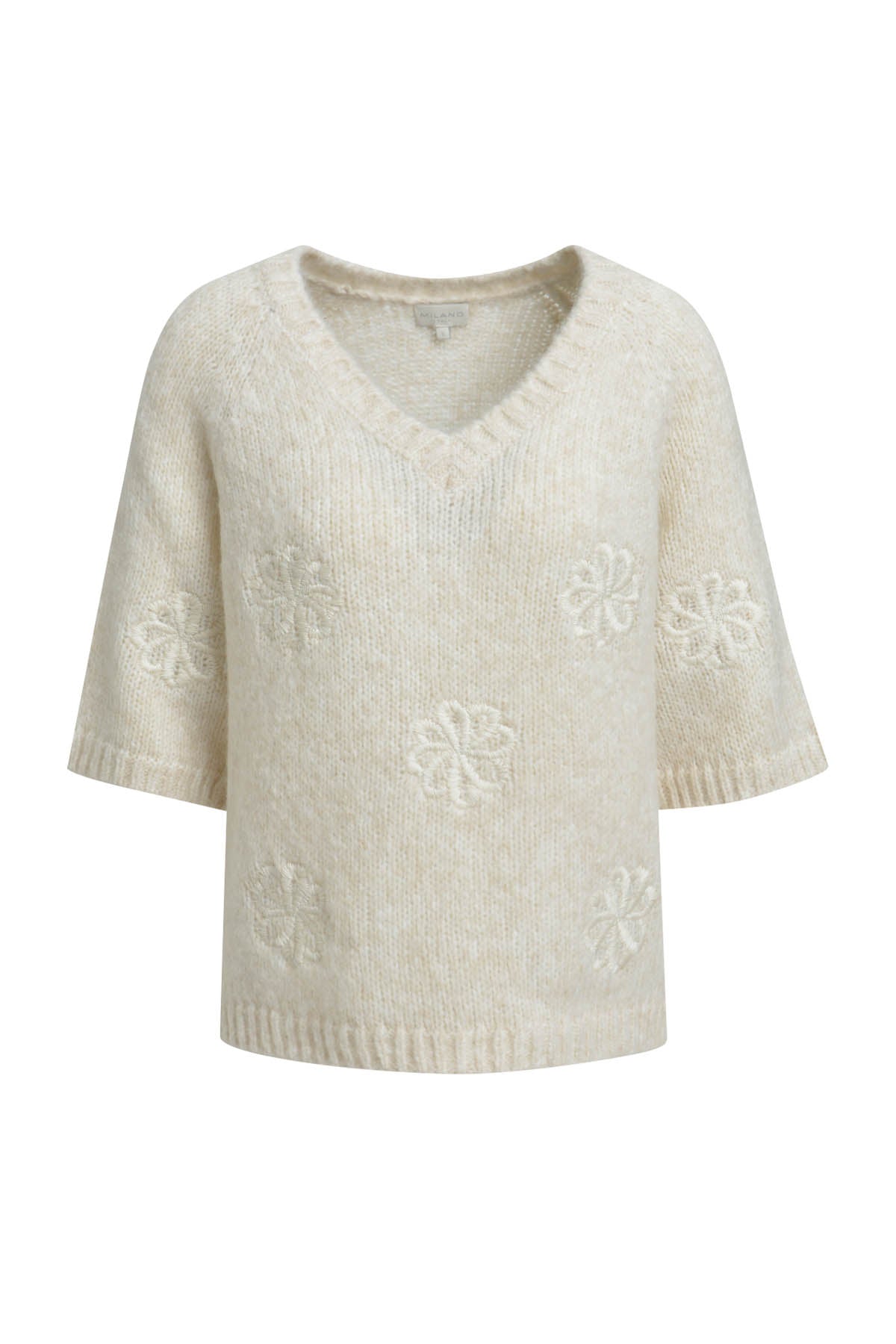 V-Ausschnitt Pullover mit floralen Details