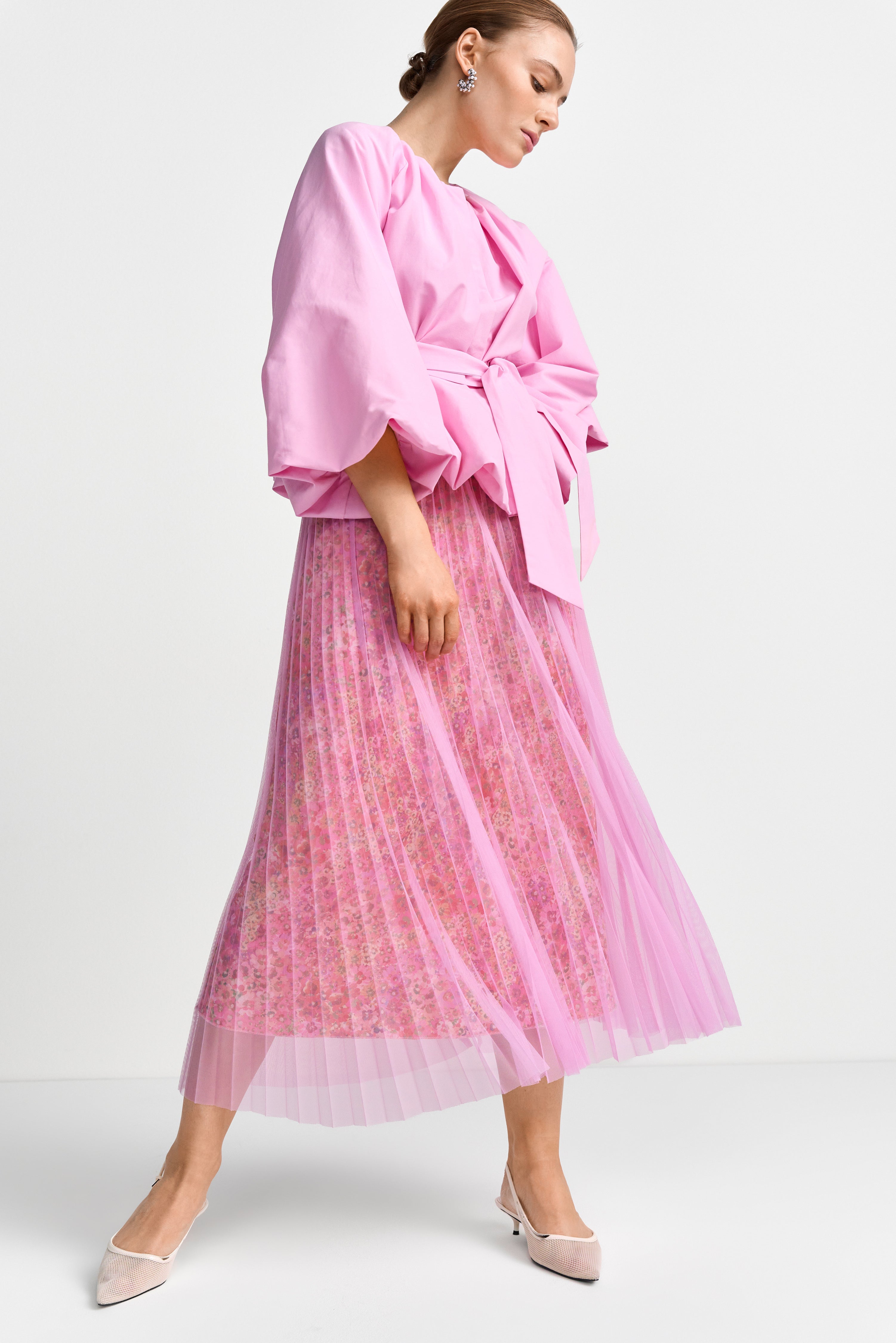 Plissee Rock mit Blumenprint