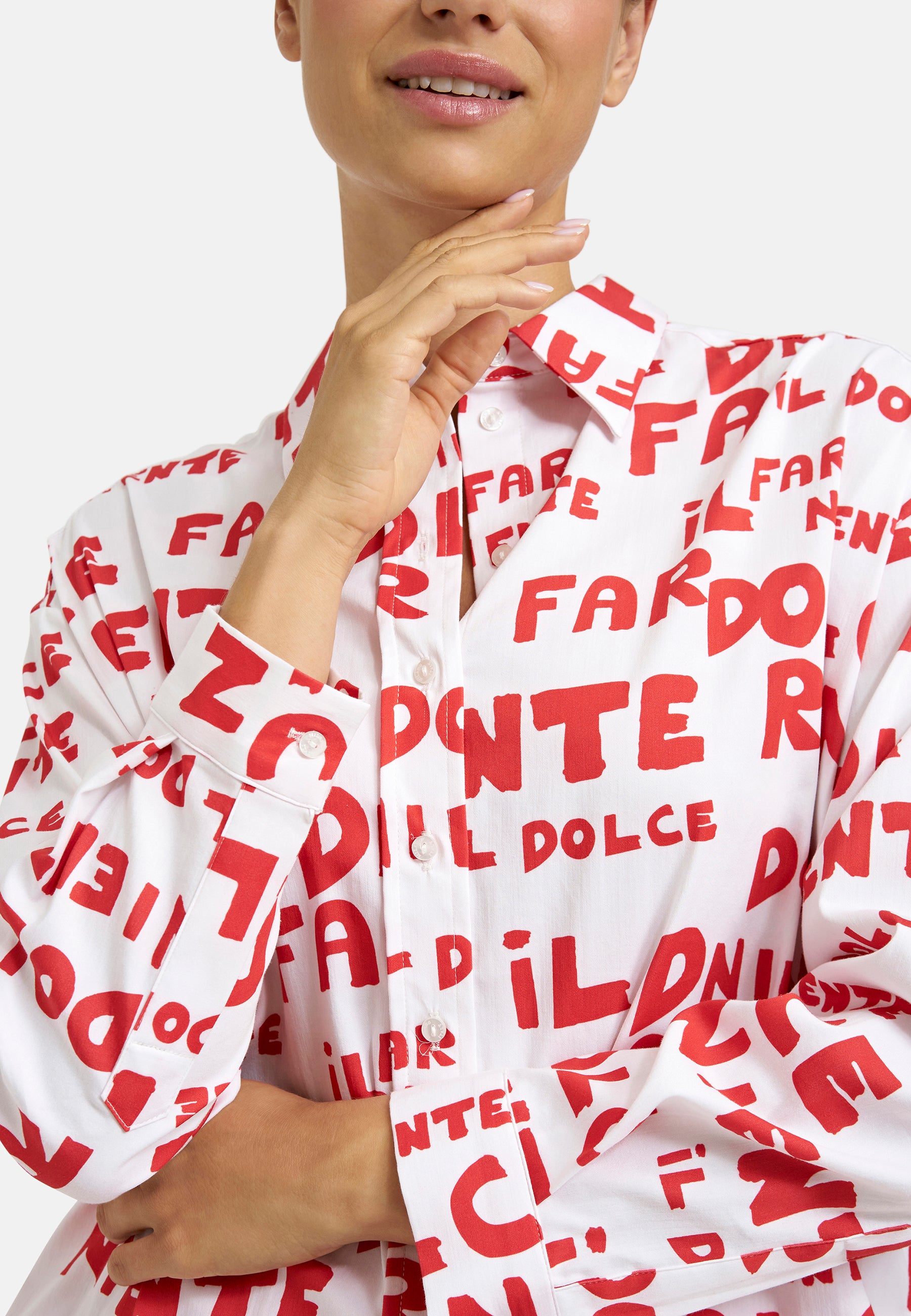 Oversized-Hemdbluse mit Allover-Print