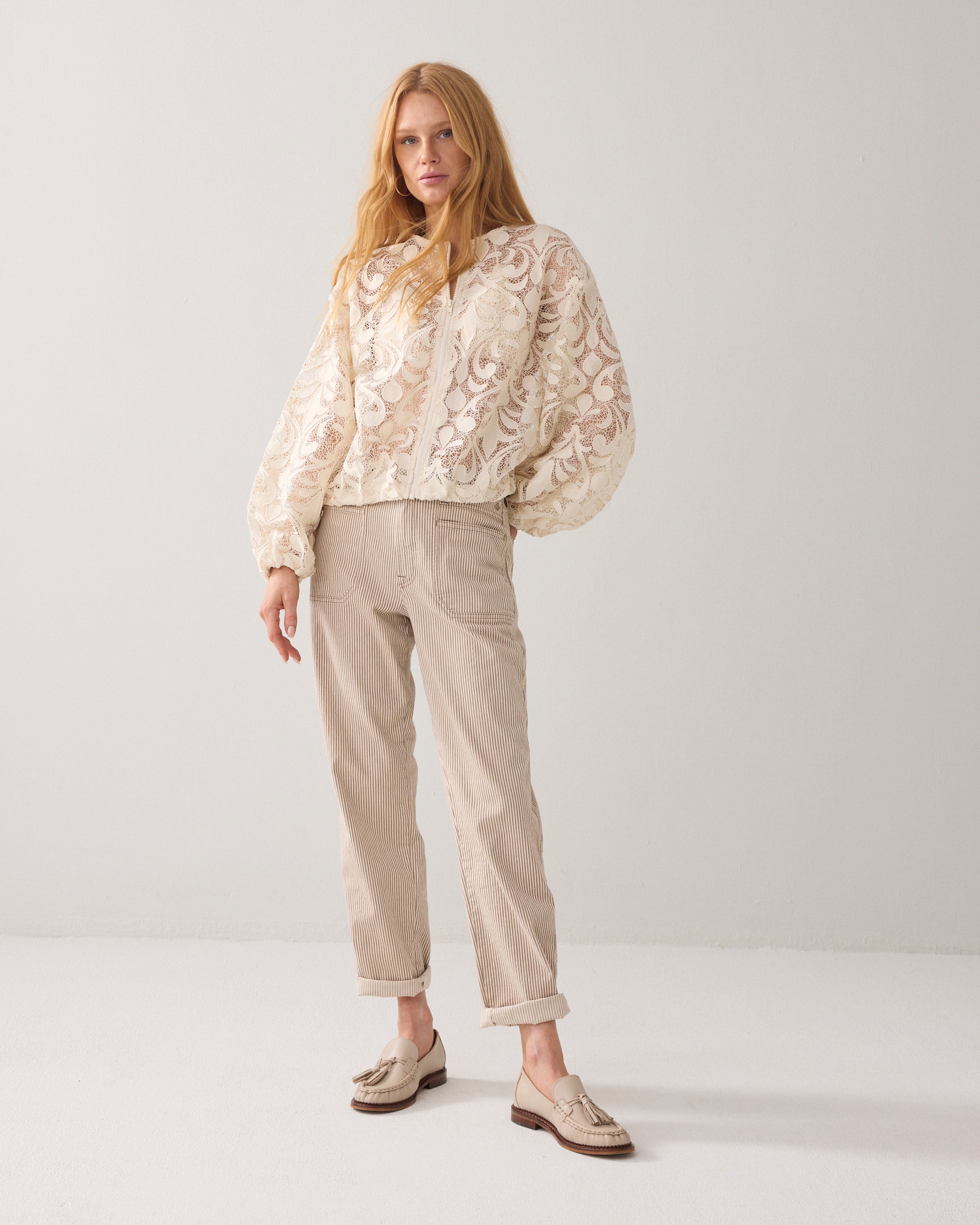 Spitzen-Blouson romantisch Chic