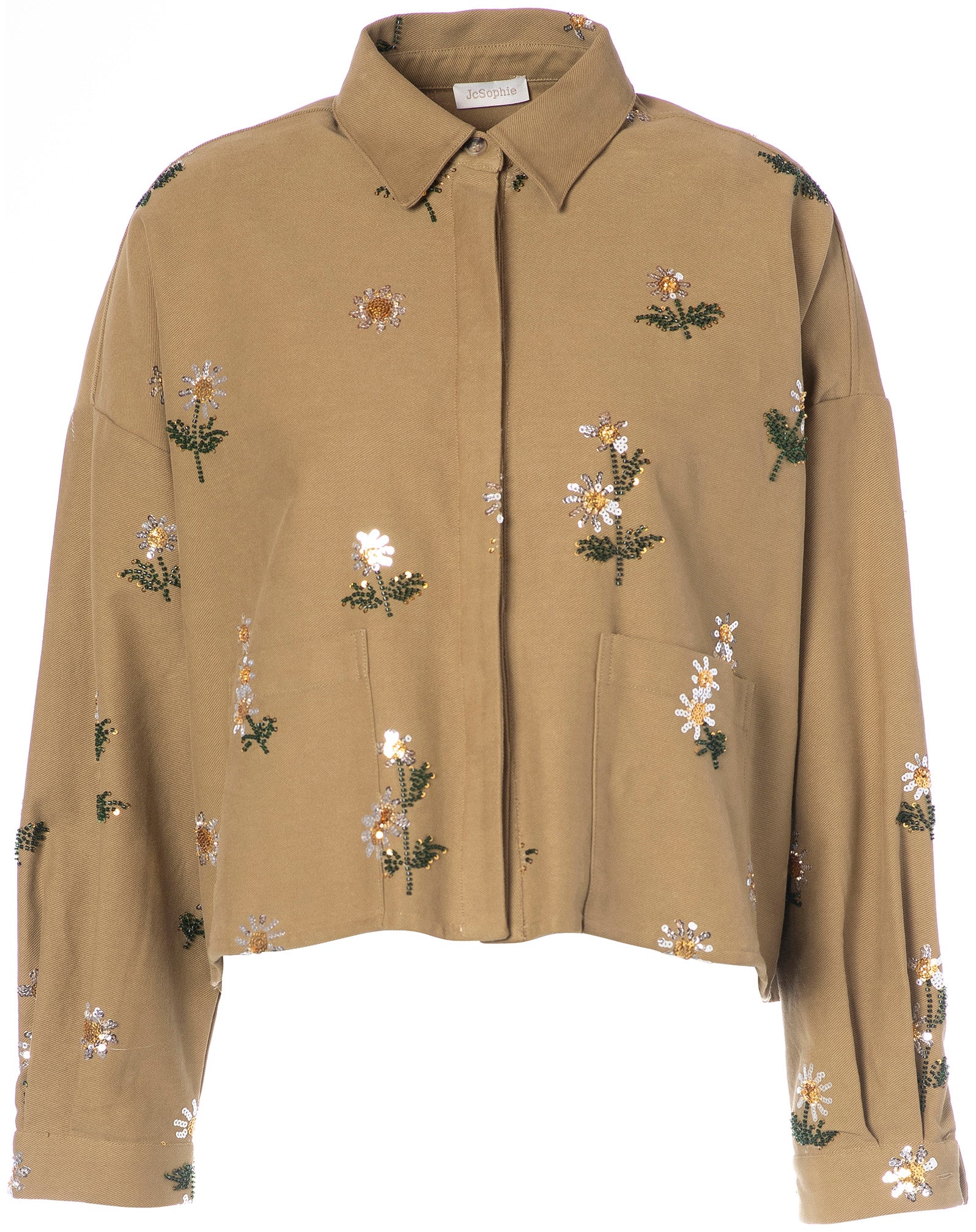 Overshirt-Jacke mit Pailletten-Stickerei