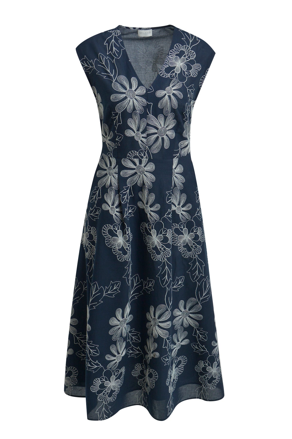Sommerliche Eleganz: Dein blaues Midikleid mit weißem Blütenprint