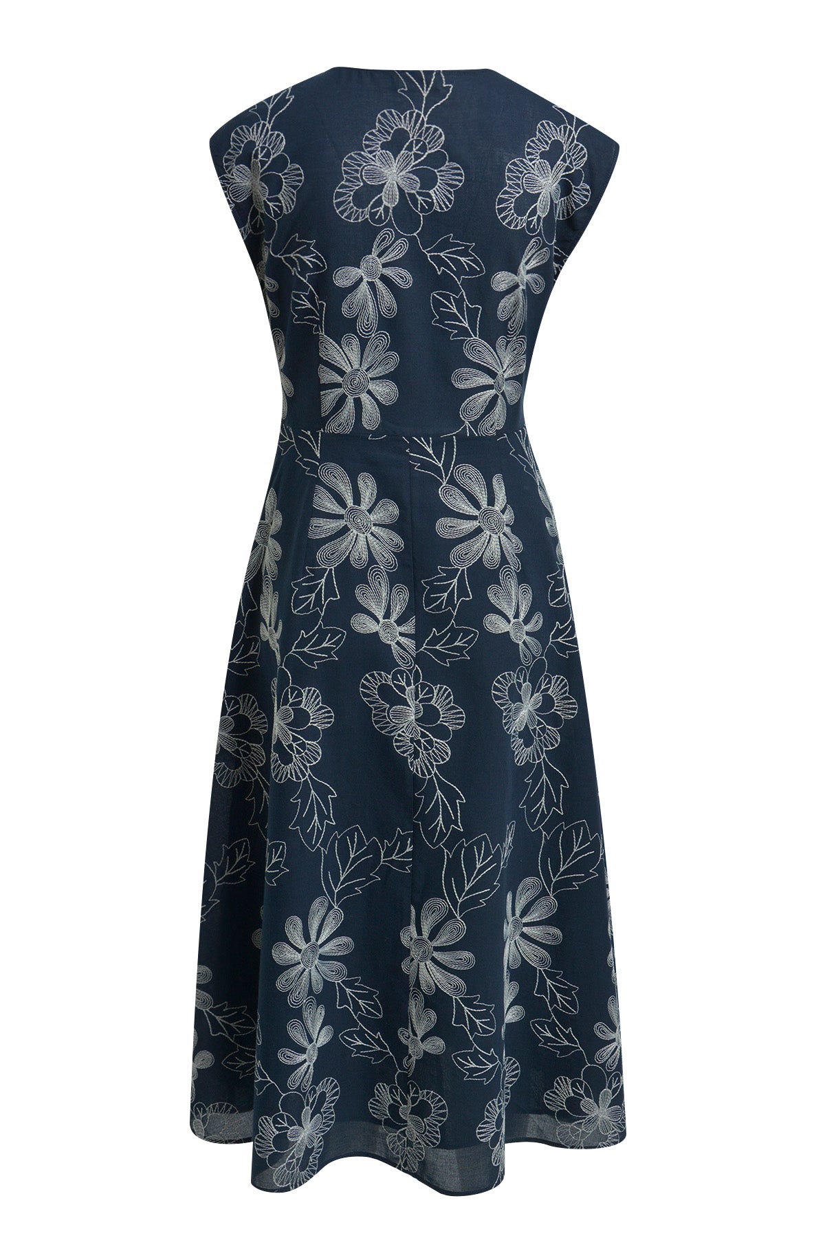 Sommerliche Eleganz: Dein blaues Midikleid mit weißem Blütenprint