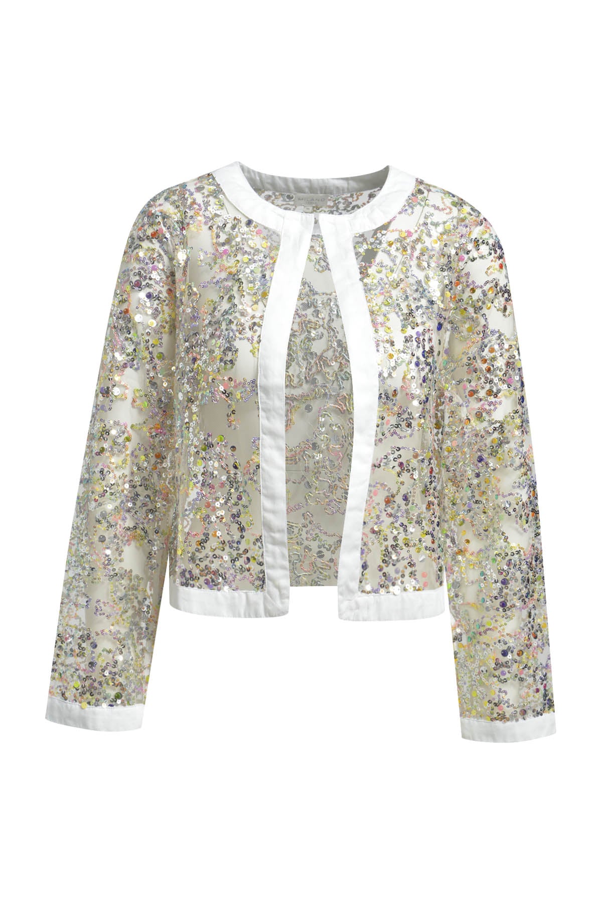 Funkelndes Statement: Deine neue Pailletten-Jacke in strahlendem Weiß