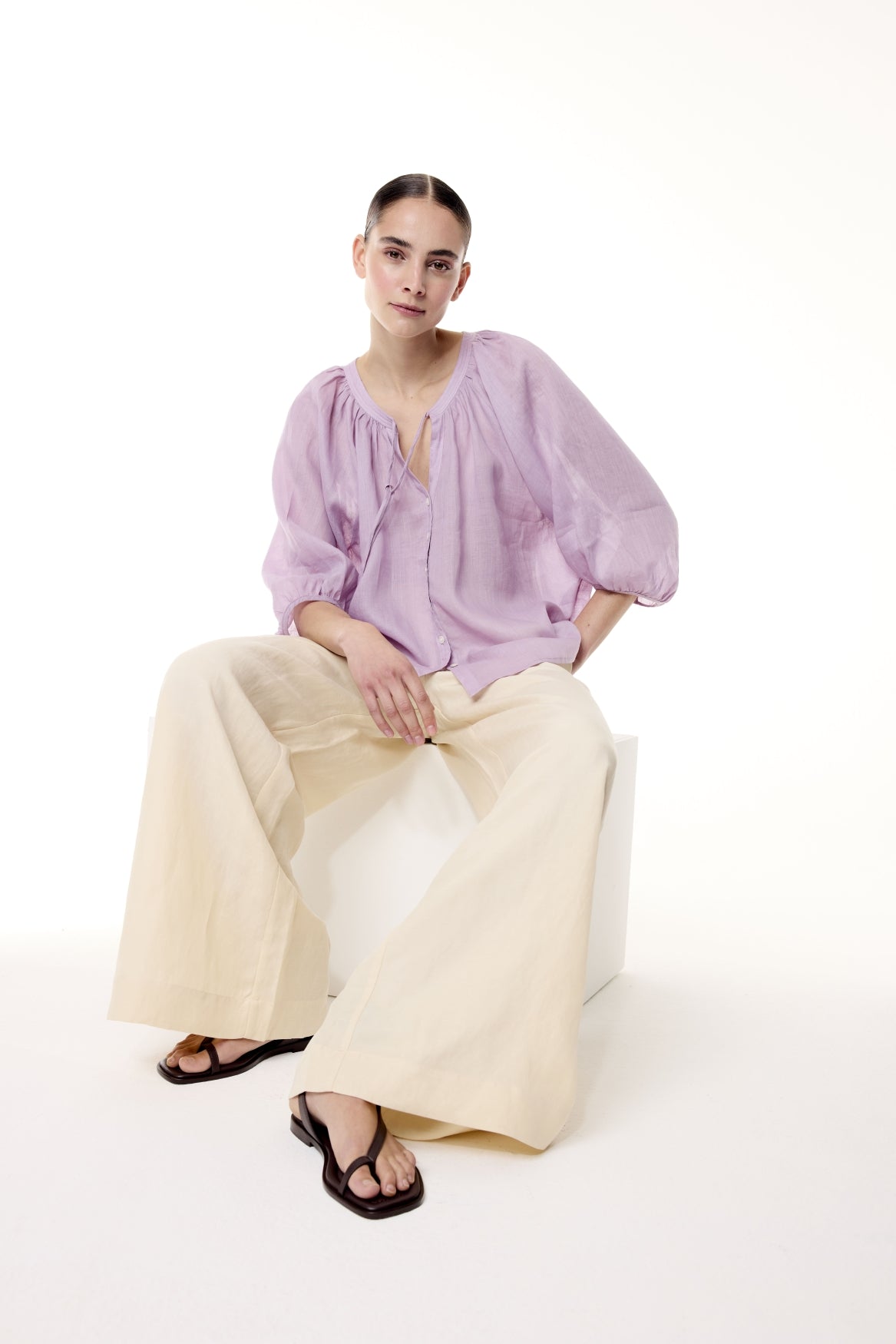 Luftige Tunikabluse mit Volumen-Ärmeln