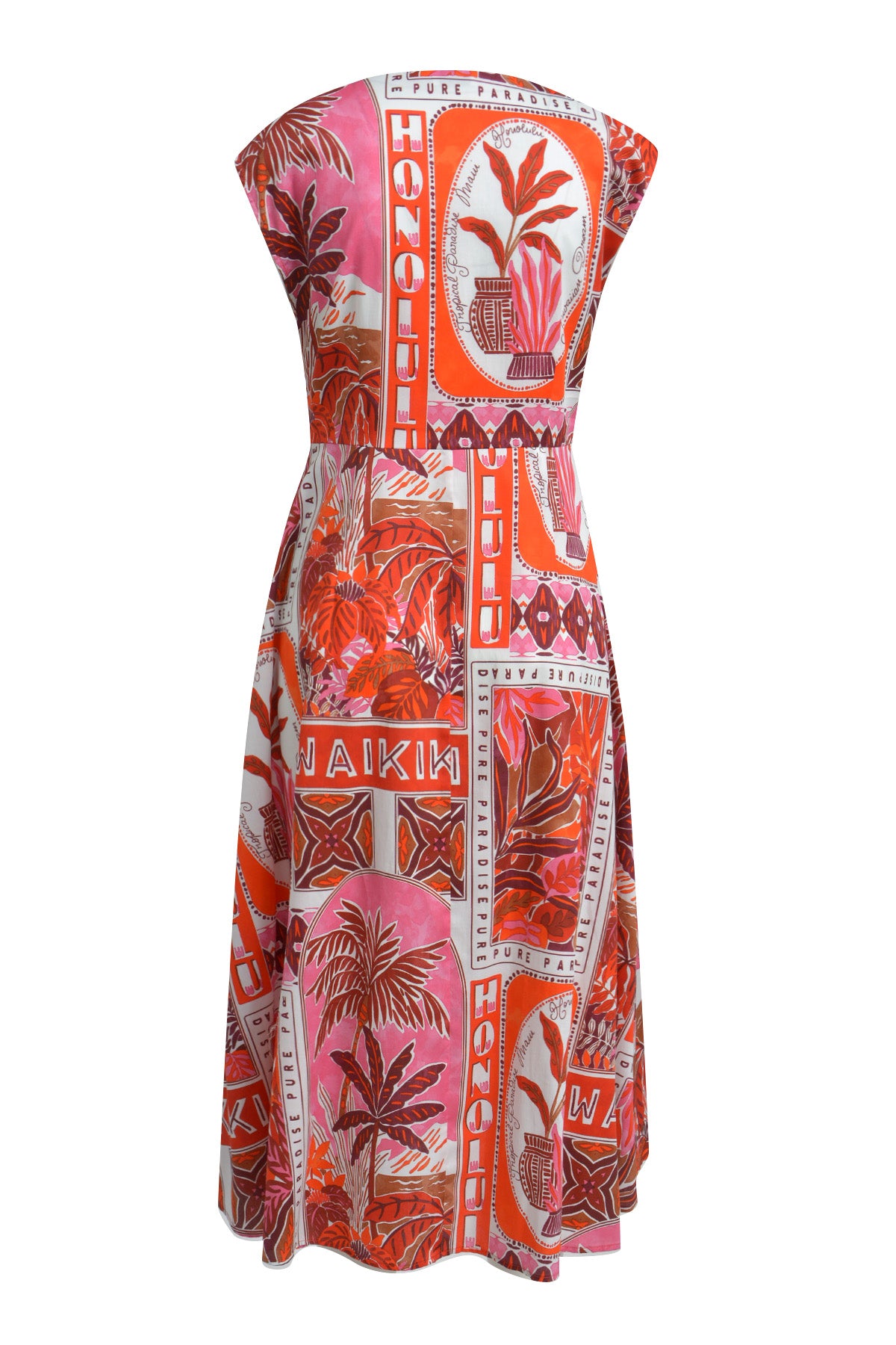 Midikleid mit tropischem Postkarten-Print