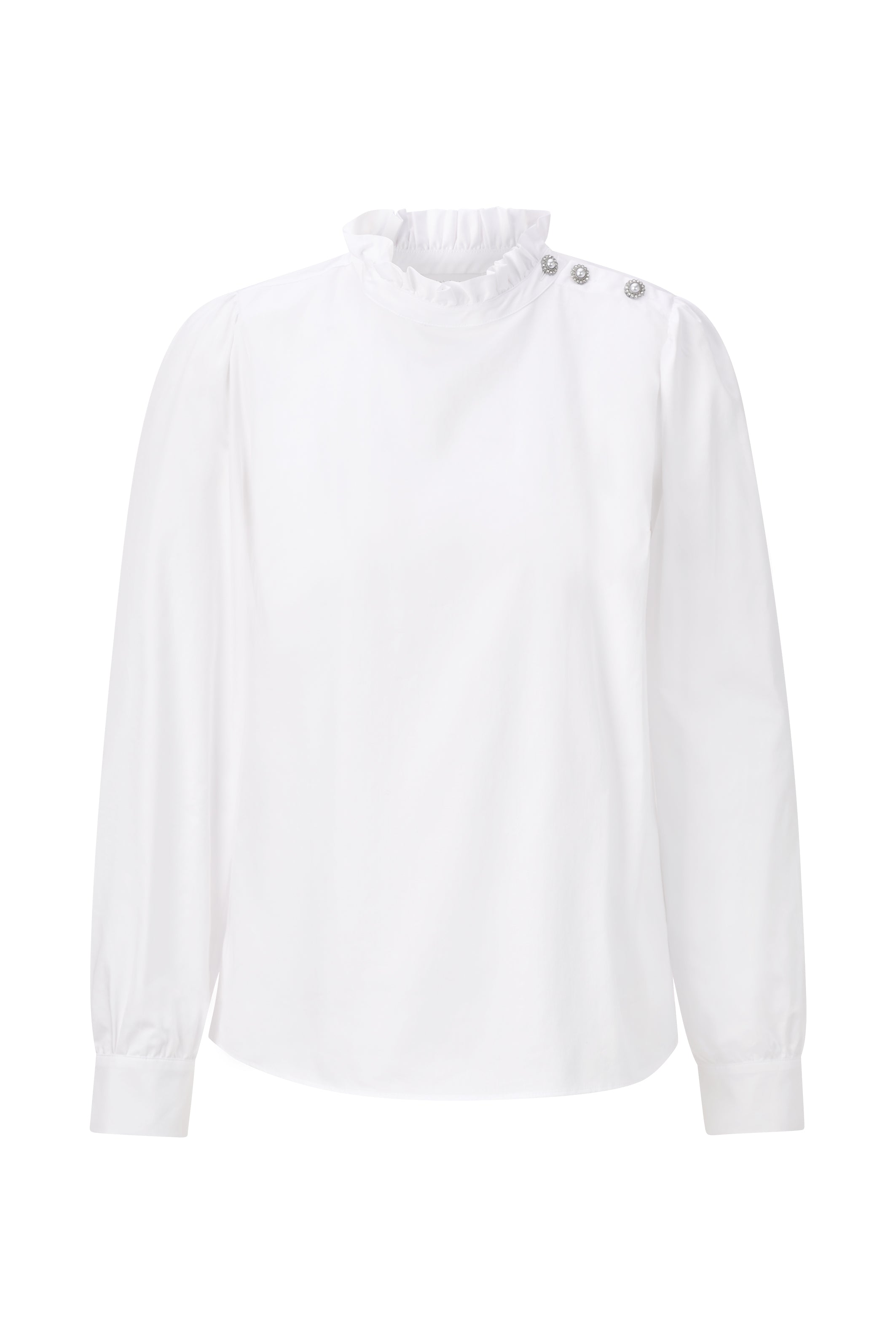 Elegante Stehkragenbluse mit Schmuckknöpfen