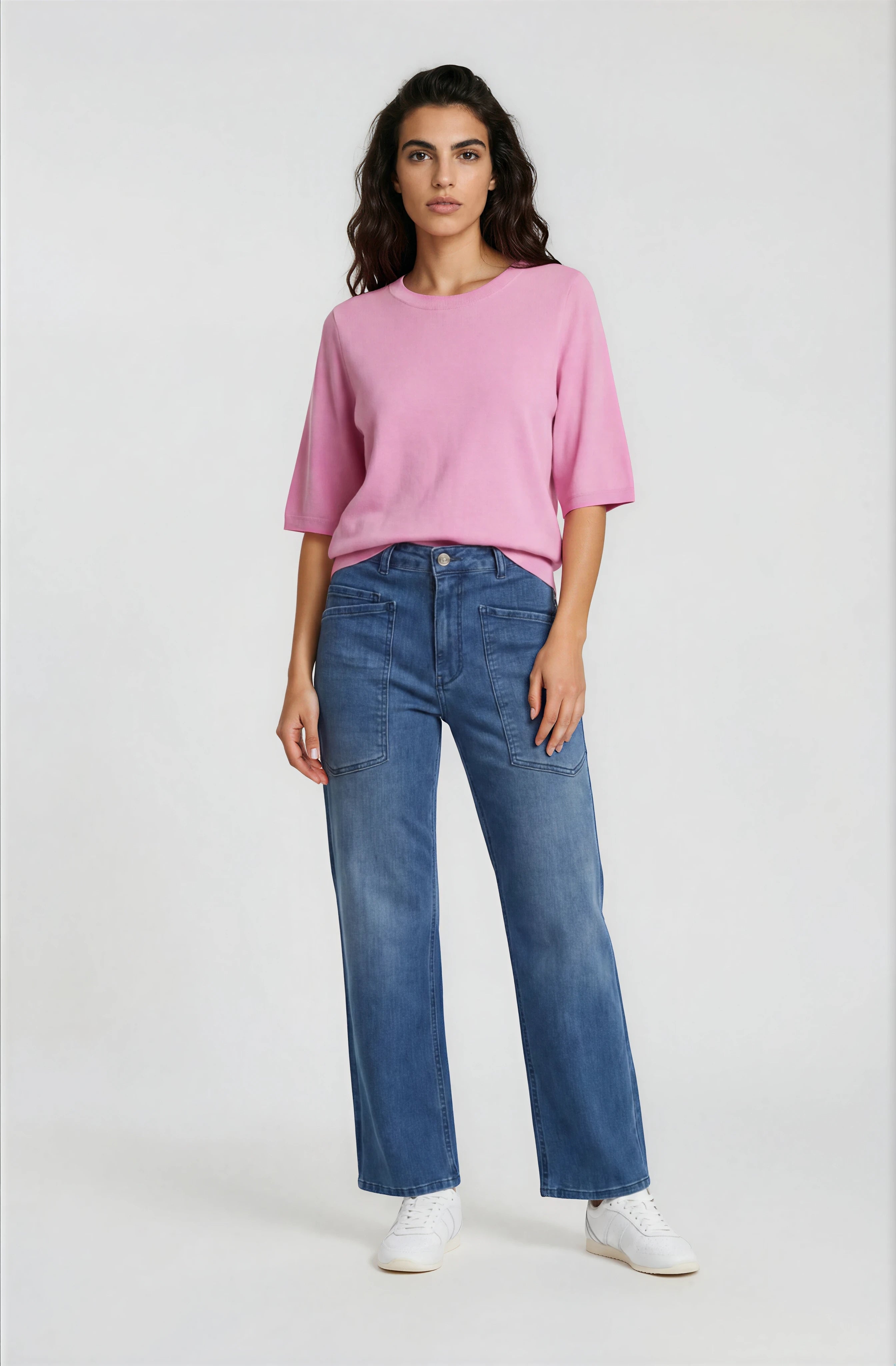 Kurzarm-Feinstrickpullover in Candy-Pink – Ein frischer Farbtupfer mit Wow-Effekt
