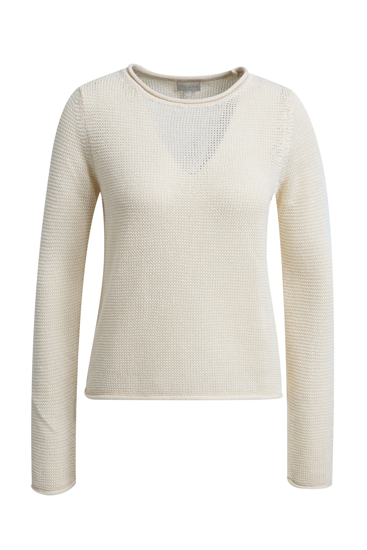 Perlstrick-Pullover in softem Creme – Dein zeitloser Liebling mit edler V-Ausschnitt-Optik