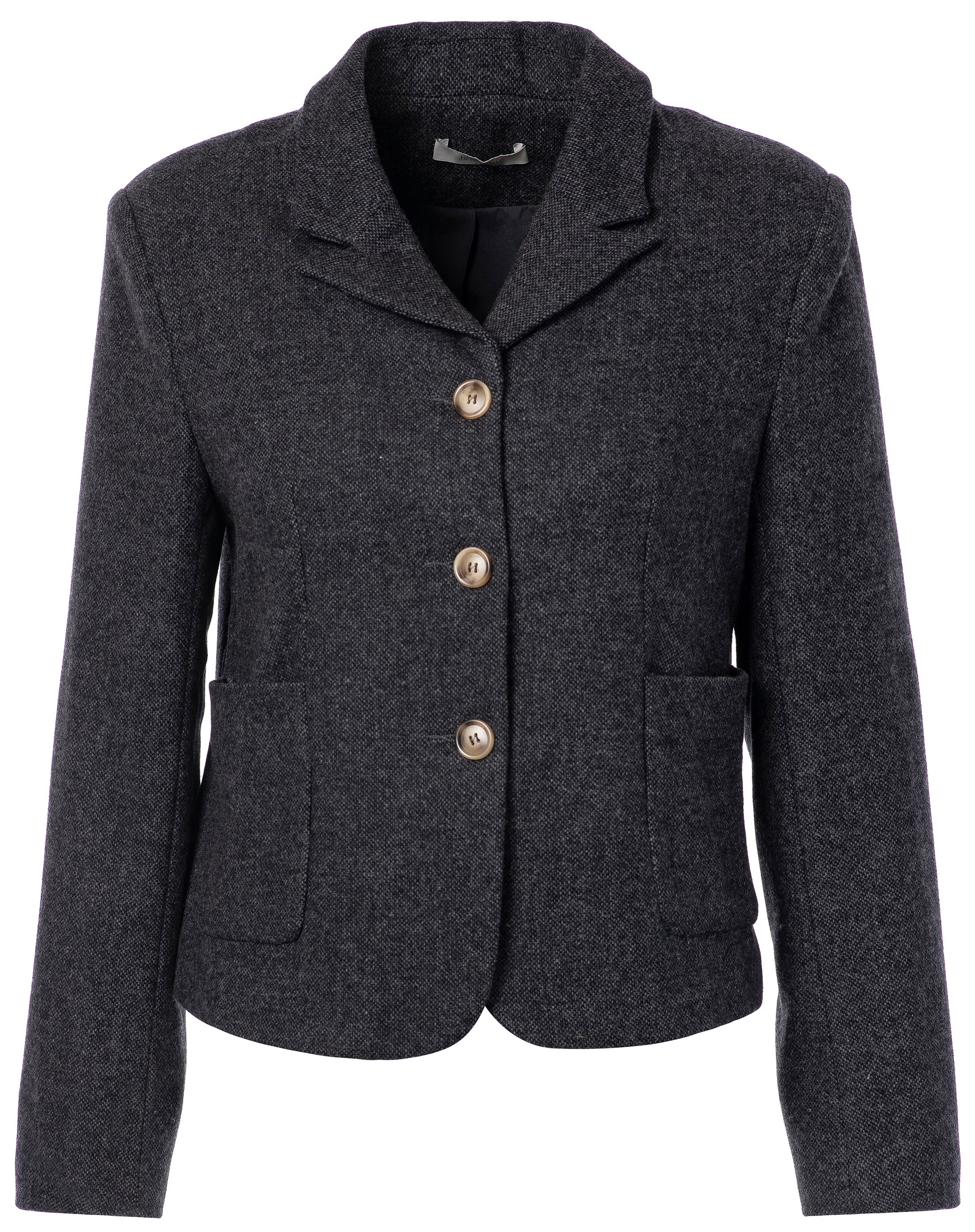 Der taillierte Tweed-Blazer in Dunkelgrau
