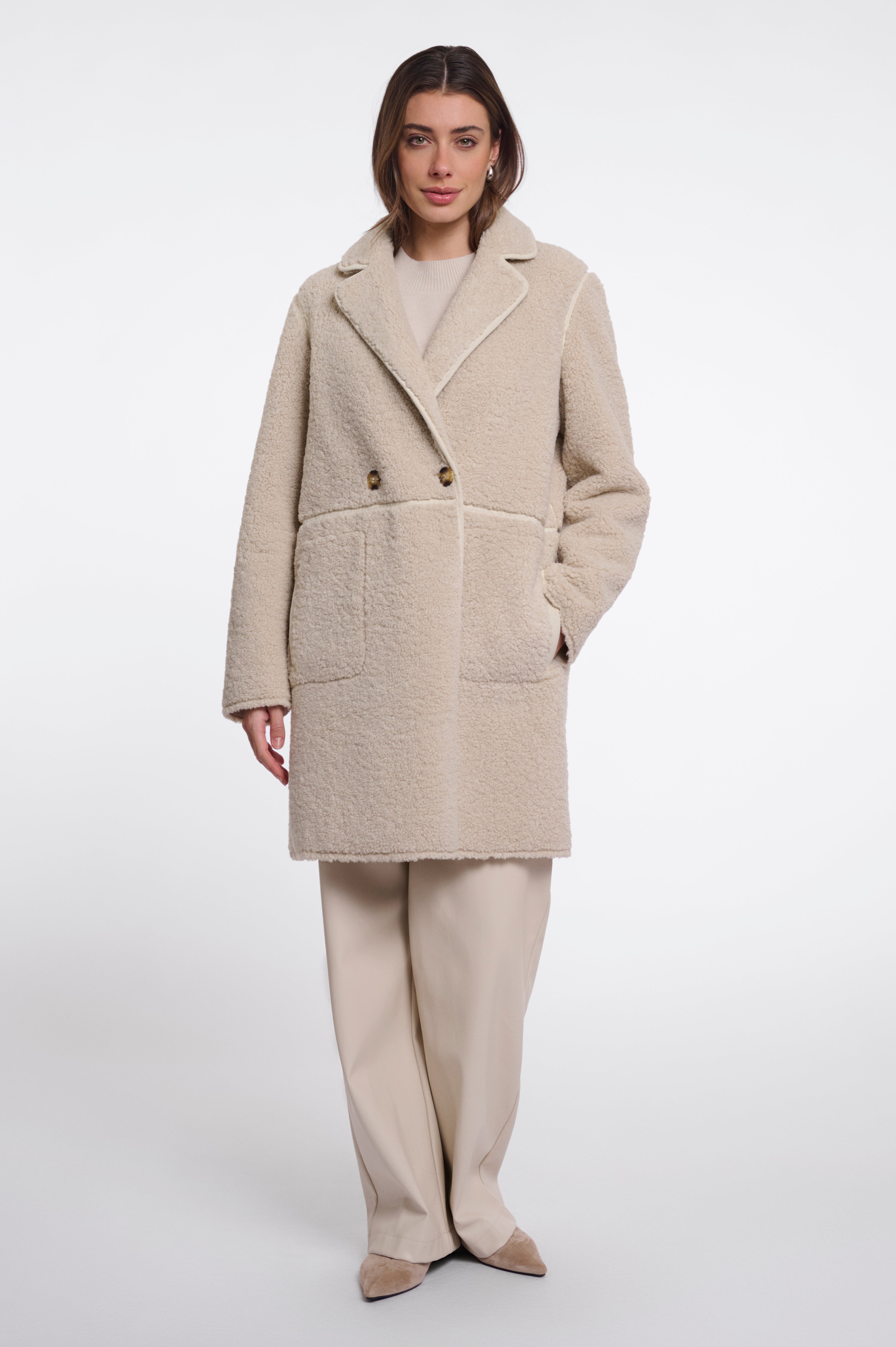 Wendemantel Juna in Bouclé- und Velours-Optik 