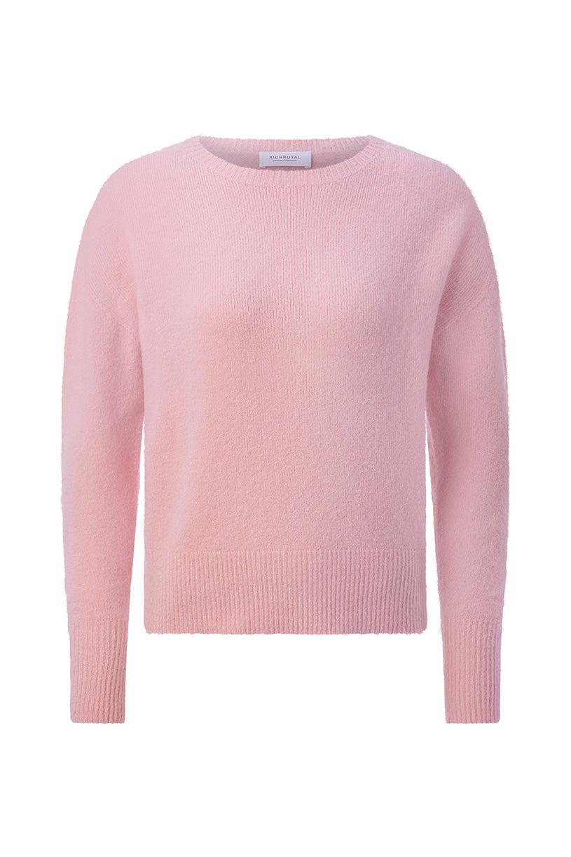 Kuscheliger Luxus-Strick – Der flauschige Feinstrickpullover in Dunkelbraun und softem Rosa