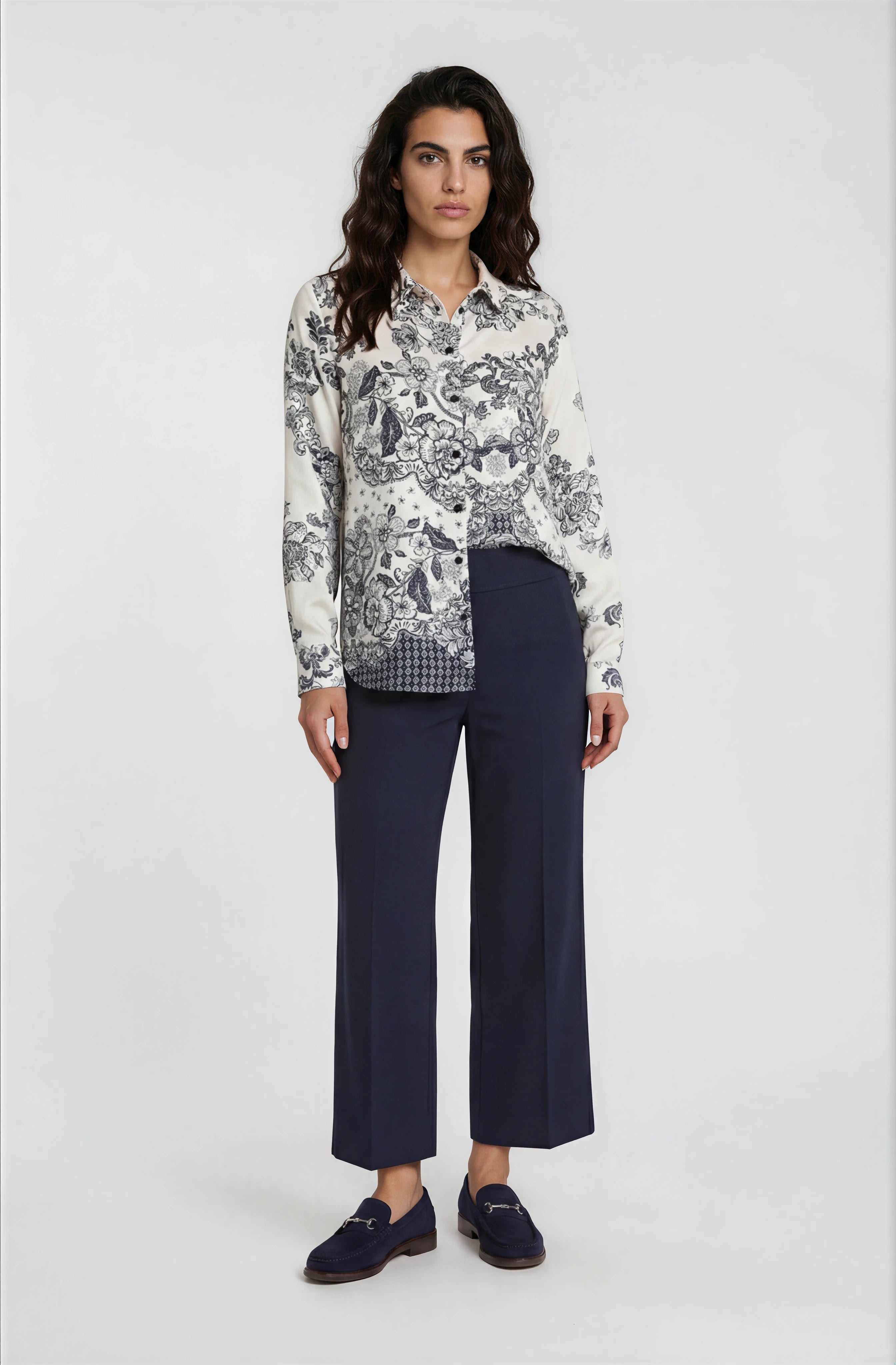 Elegante Muster-Mix-Bluse mit floralem Allover-Print