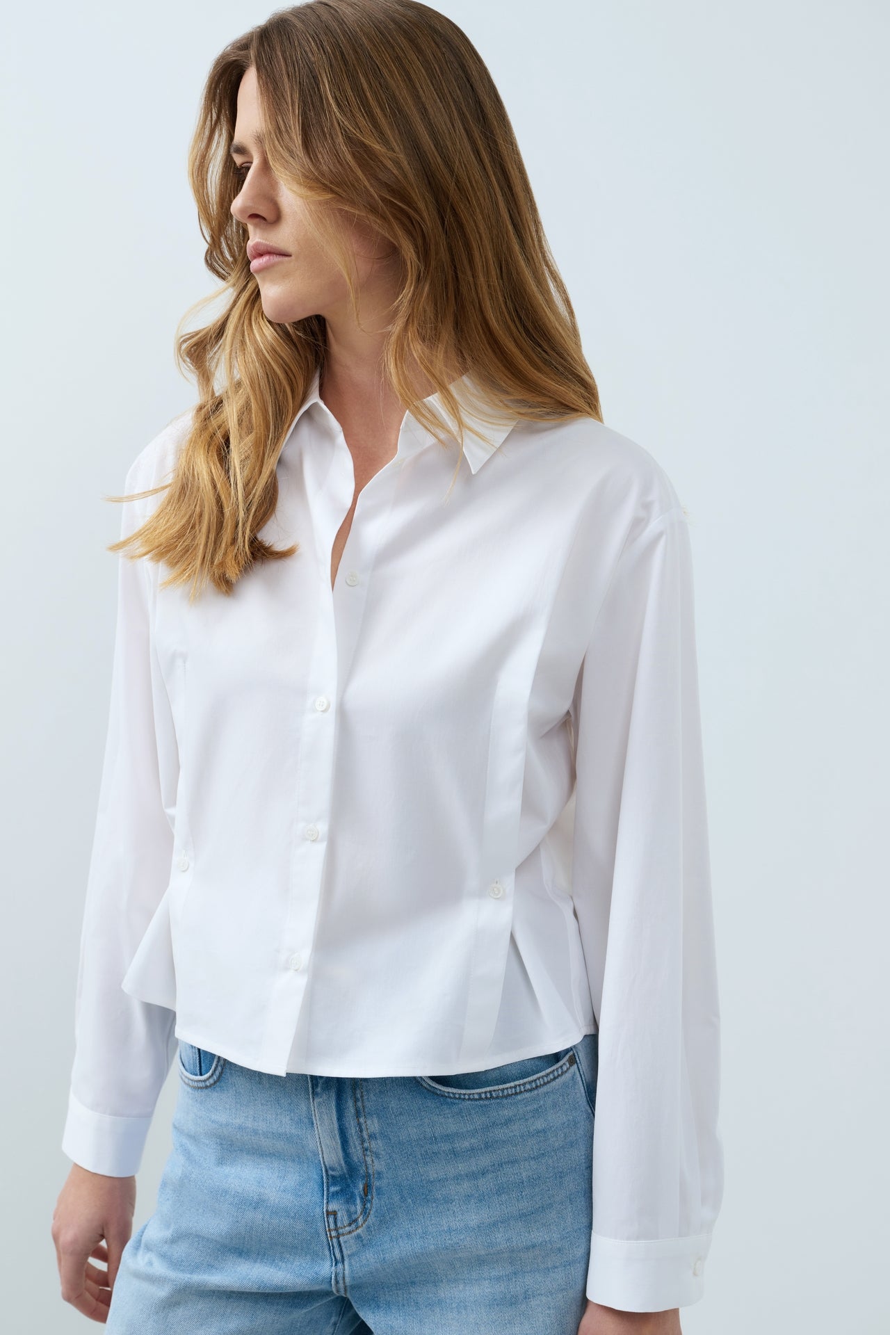 Klassische Popeline-Bluse im verkürzten Boxy Fit