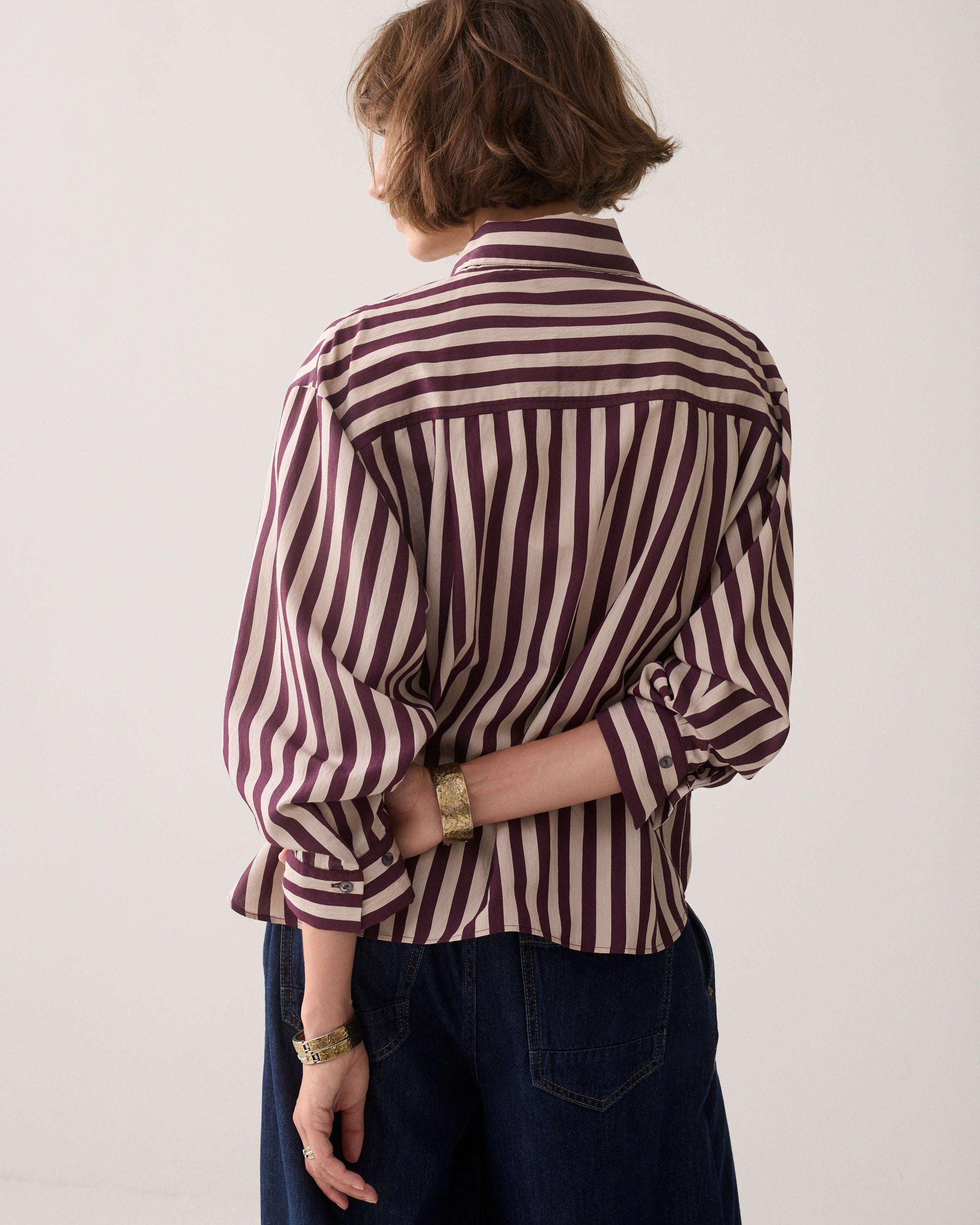 Schluppenbluse mit elegante Streifen