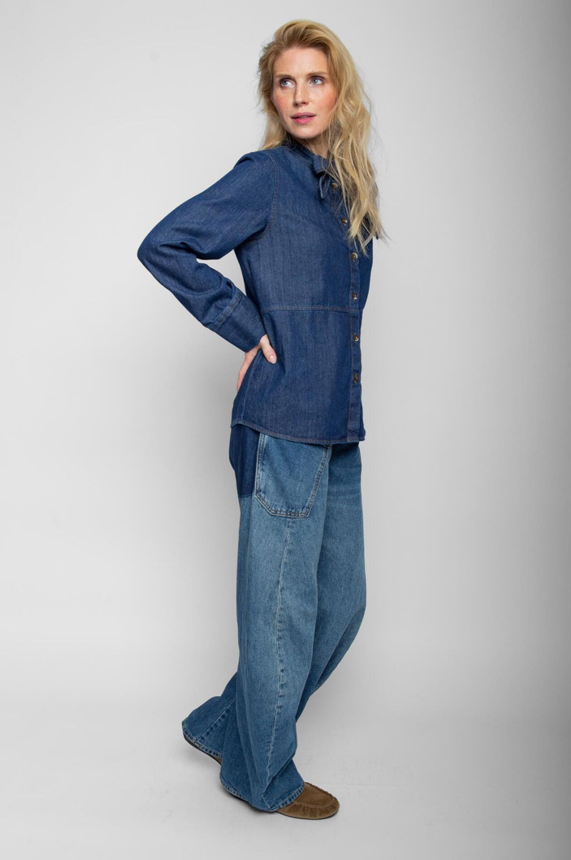 Denim Schluppenbluse
