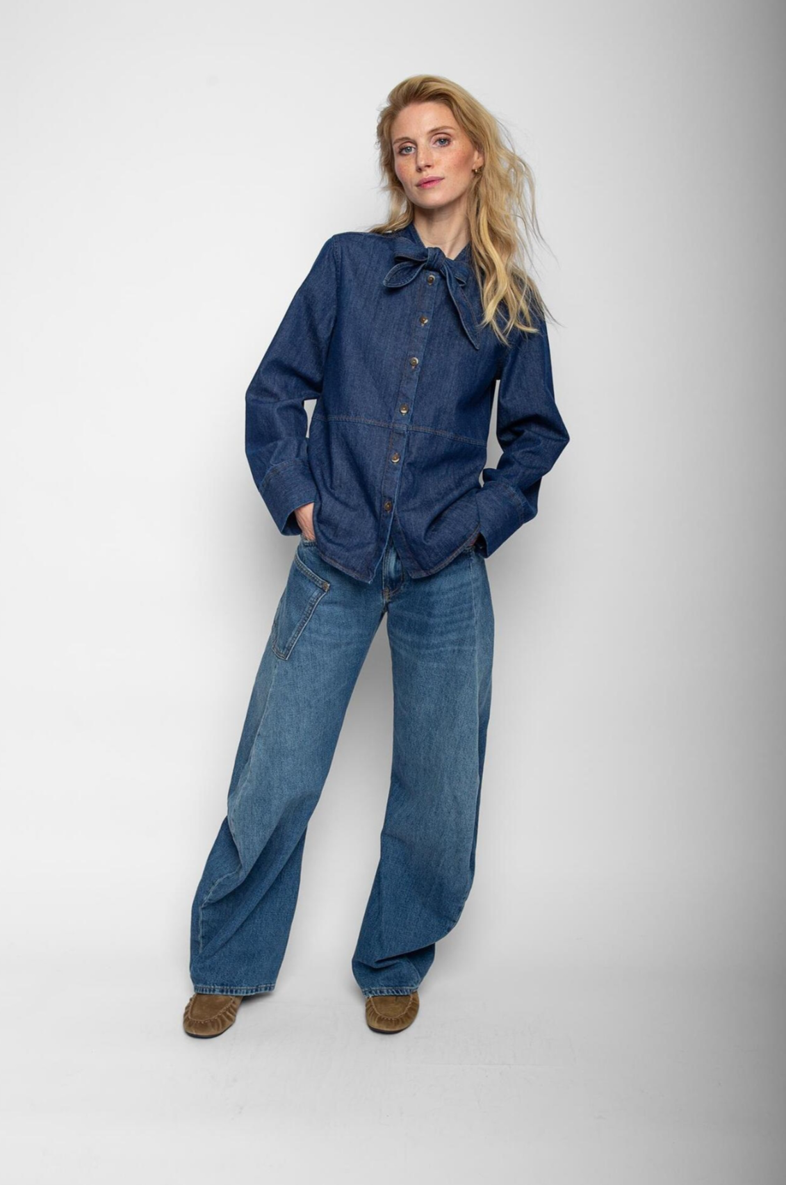 Denim Schluppenbluse