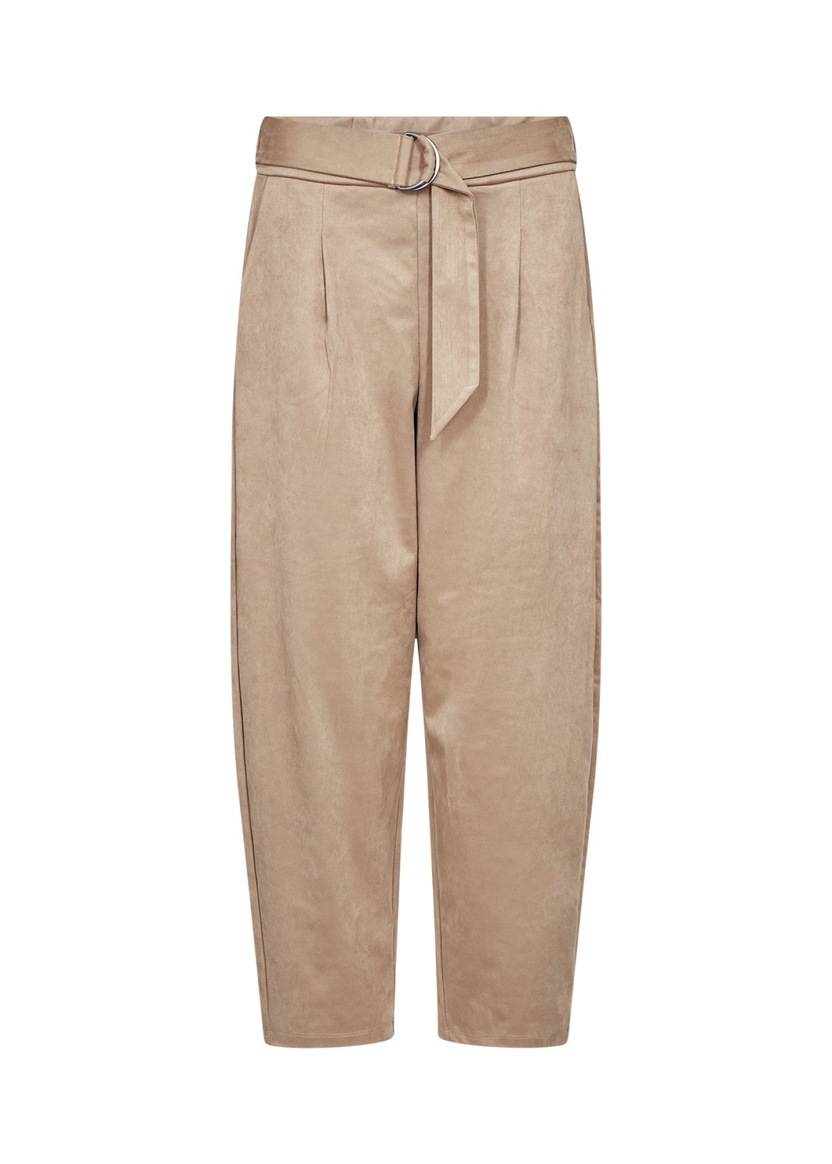 Die hochtaillierte Hose in Veloursleder-Optik