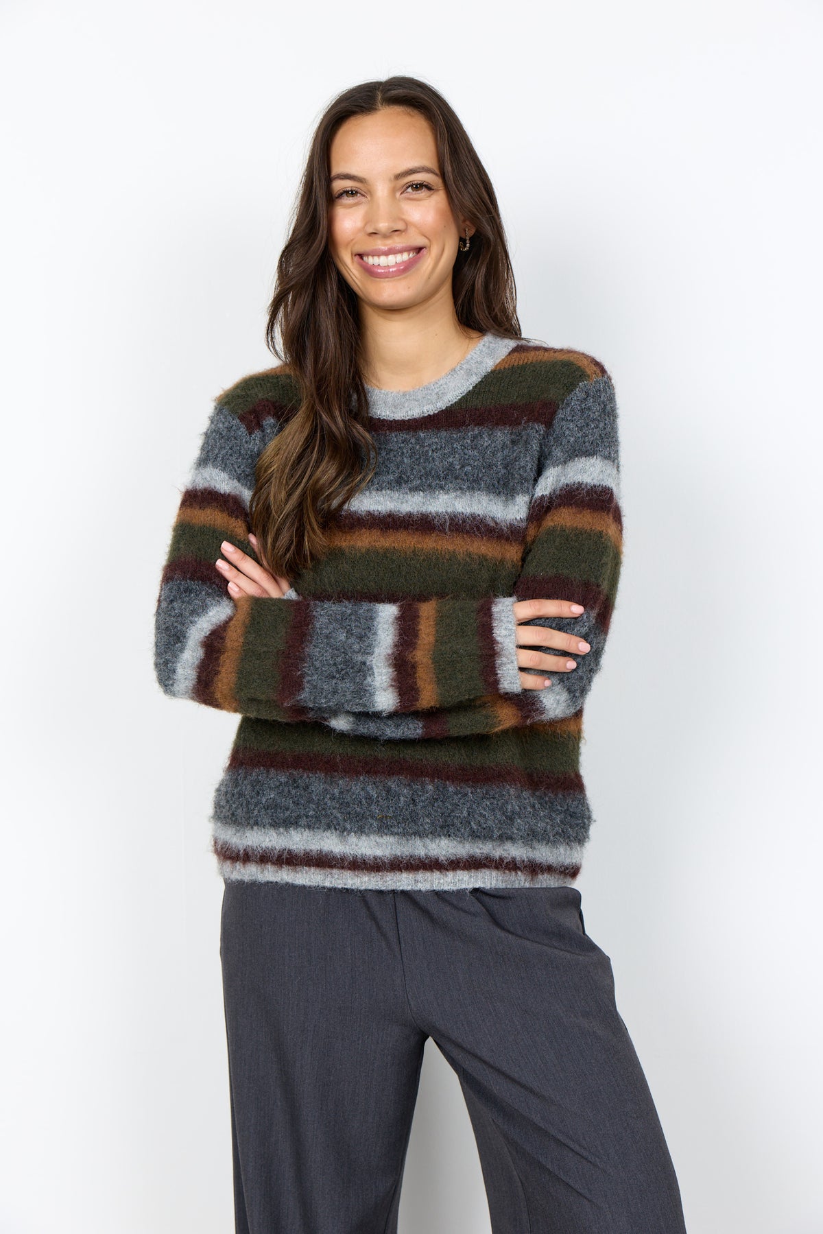 Der flauschige Streifenpullover