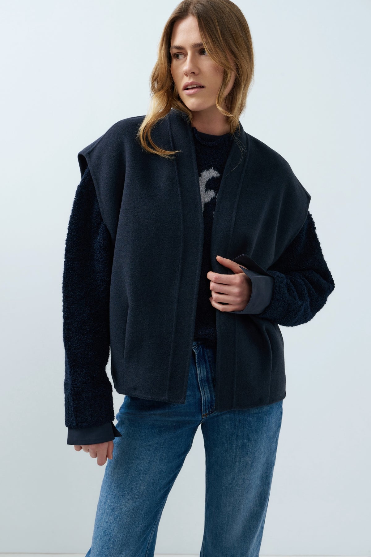 Die Oversize-Weste aus Wollmischung