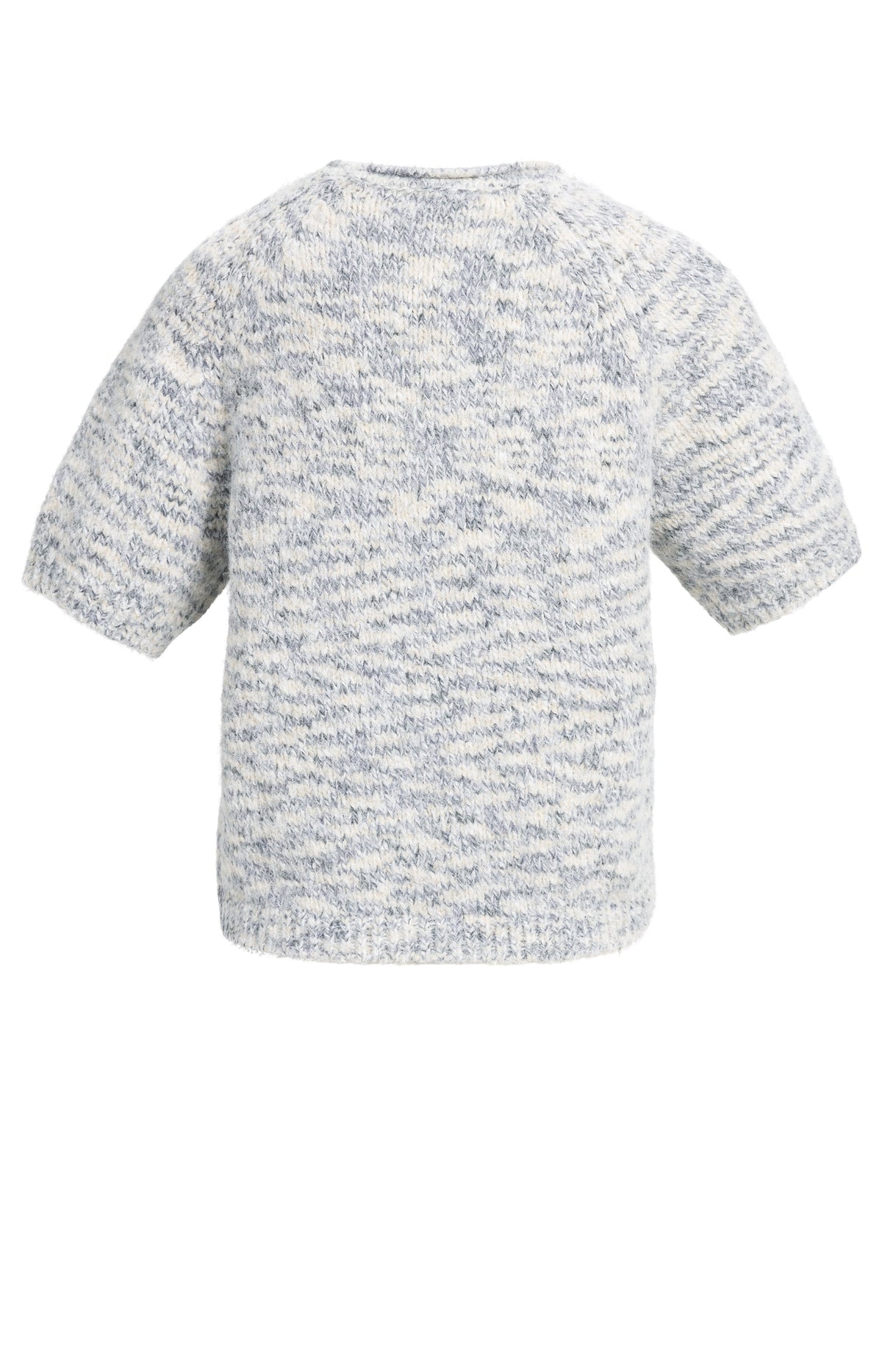 Der melierte Kurzarm-Strickpullover