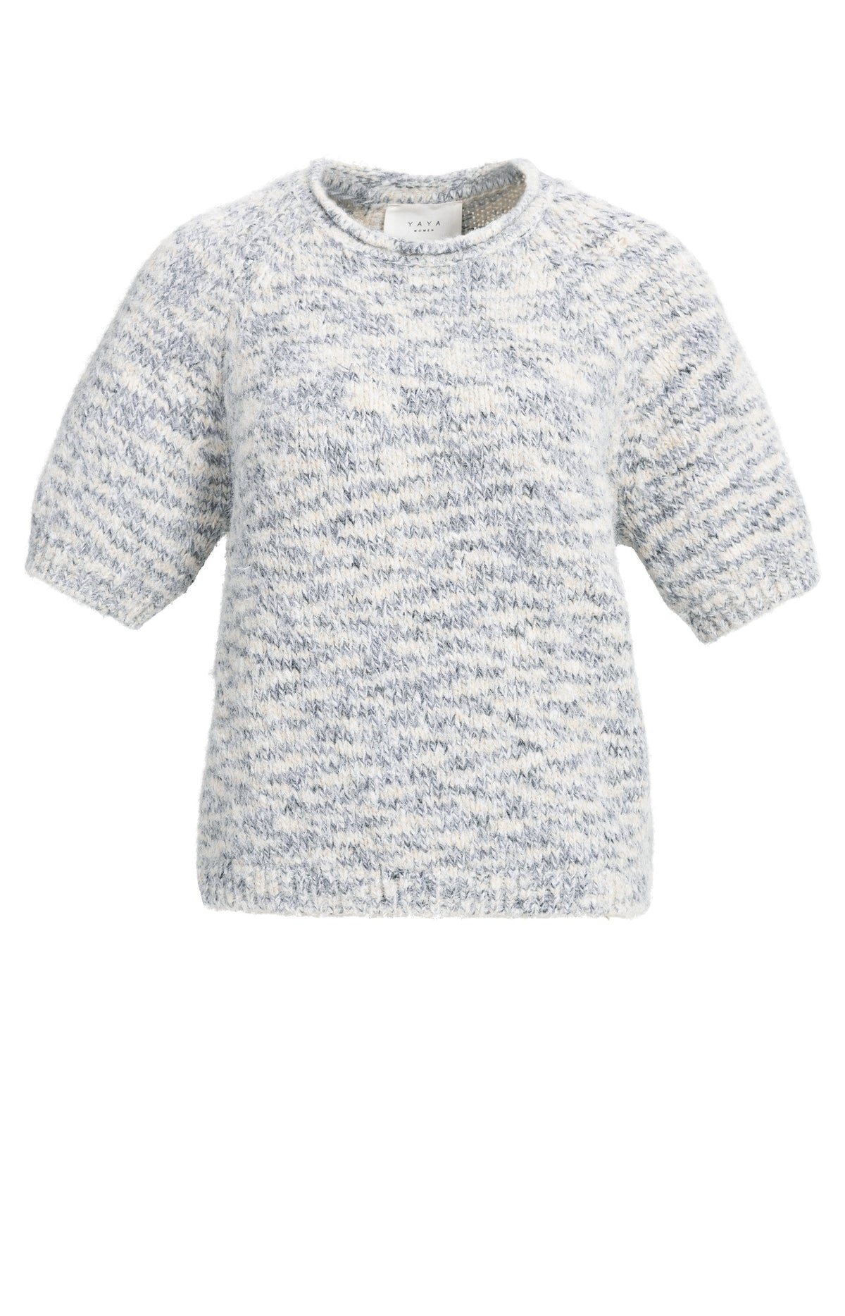 Der melierte Kurzarm-Strickpullover