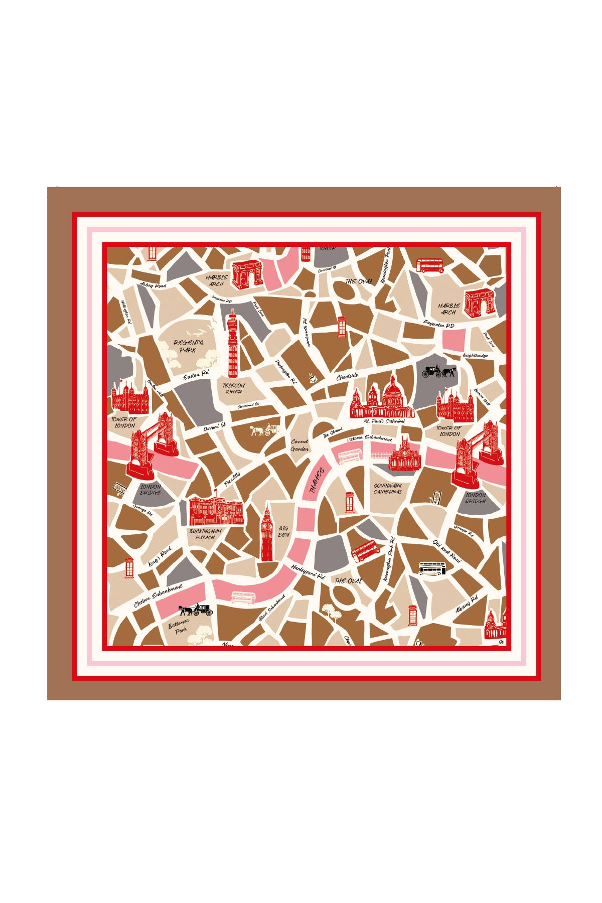 London-Chic mit historischem Flair: Das quadratische City-Map Halstuch