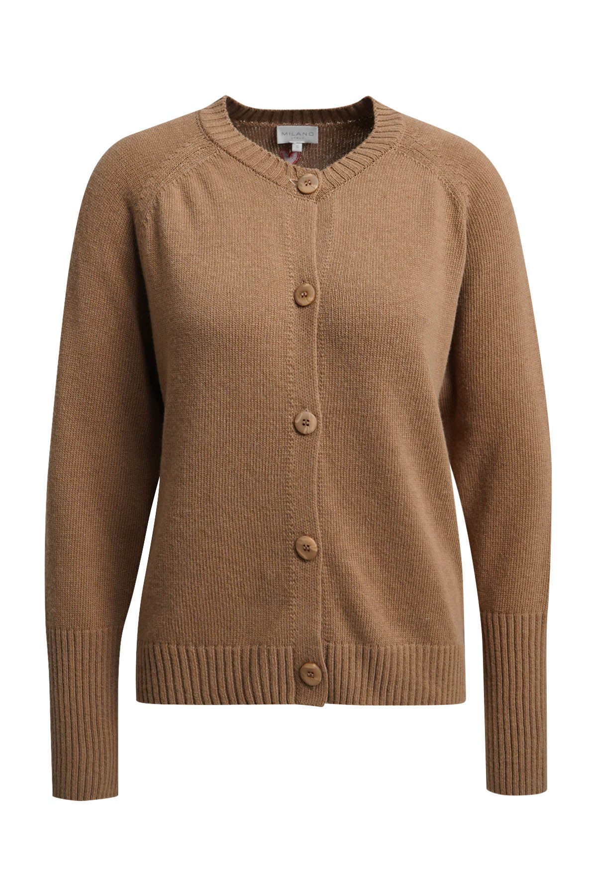 Die Feinstrickjacke mit Rundhals