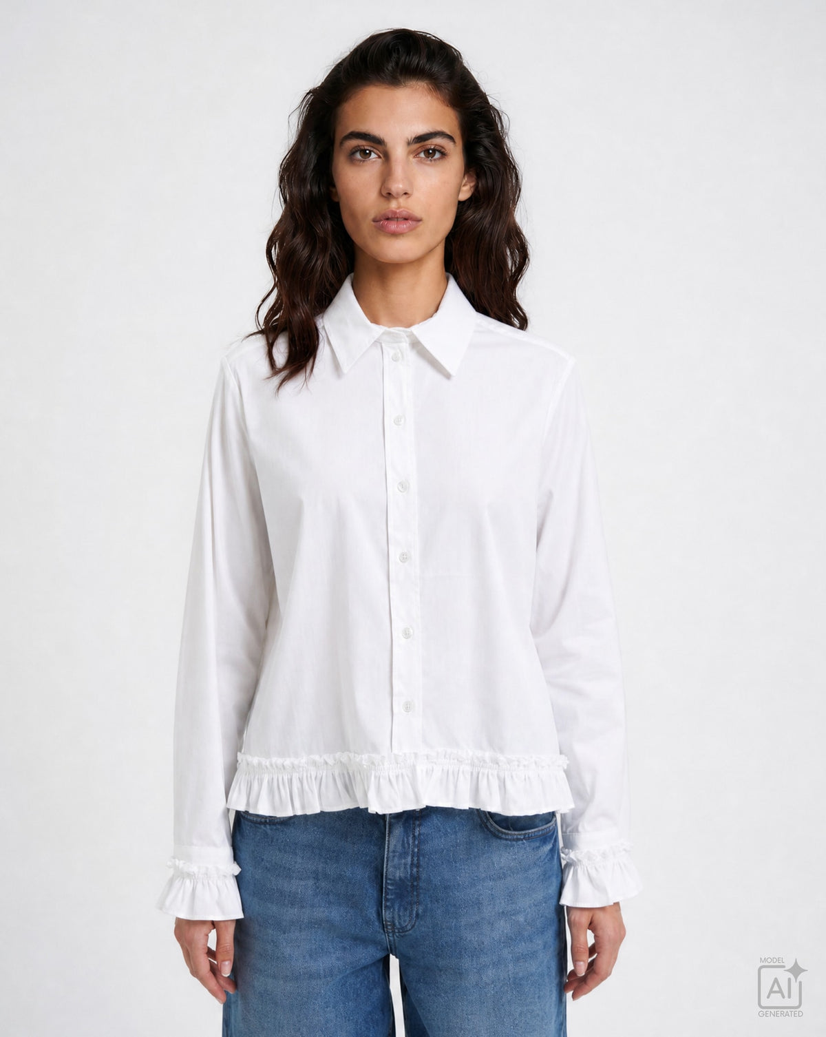 Die weiße Hemdbluse mit Volants