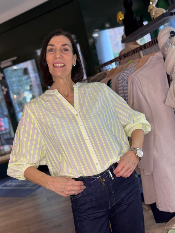 Shirtbluse gelb-weiß gestreift