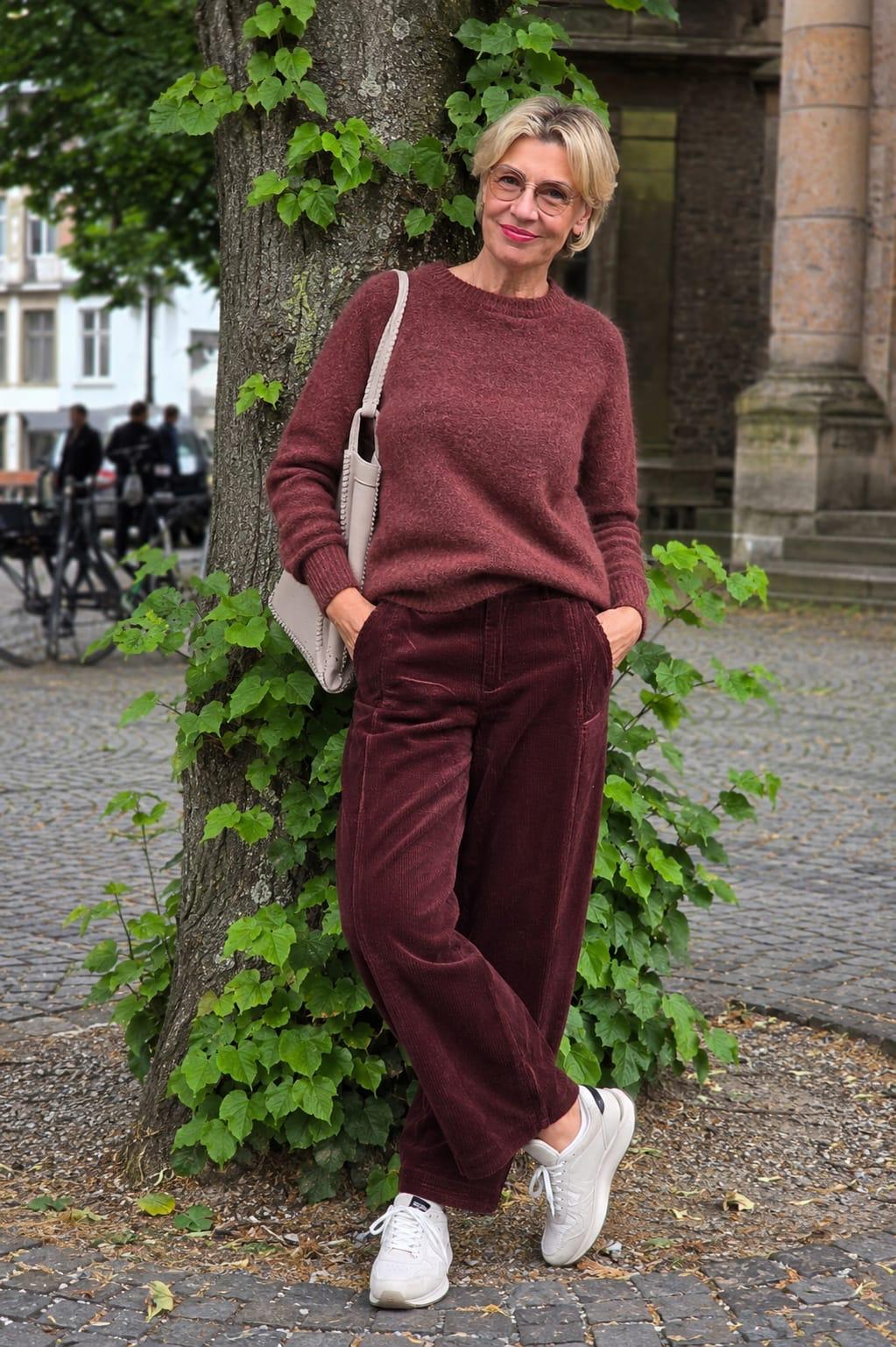 Herbstliches Farbstatement: Die fließende Wide-Leg-Cordhose in Rostrot