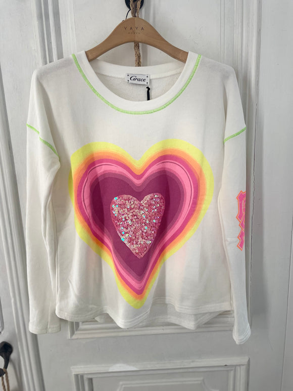 Sweatshirt Rainbow Heart -Grace Fashion